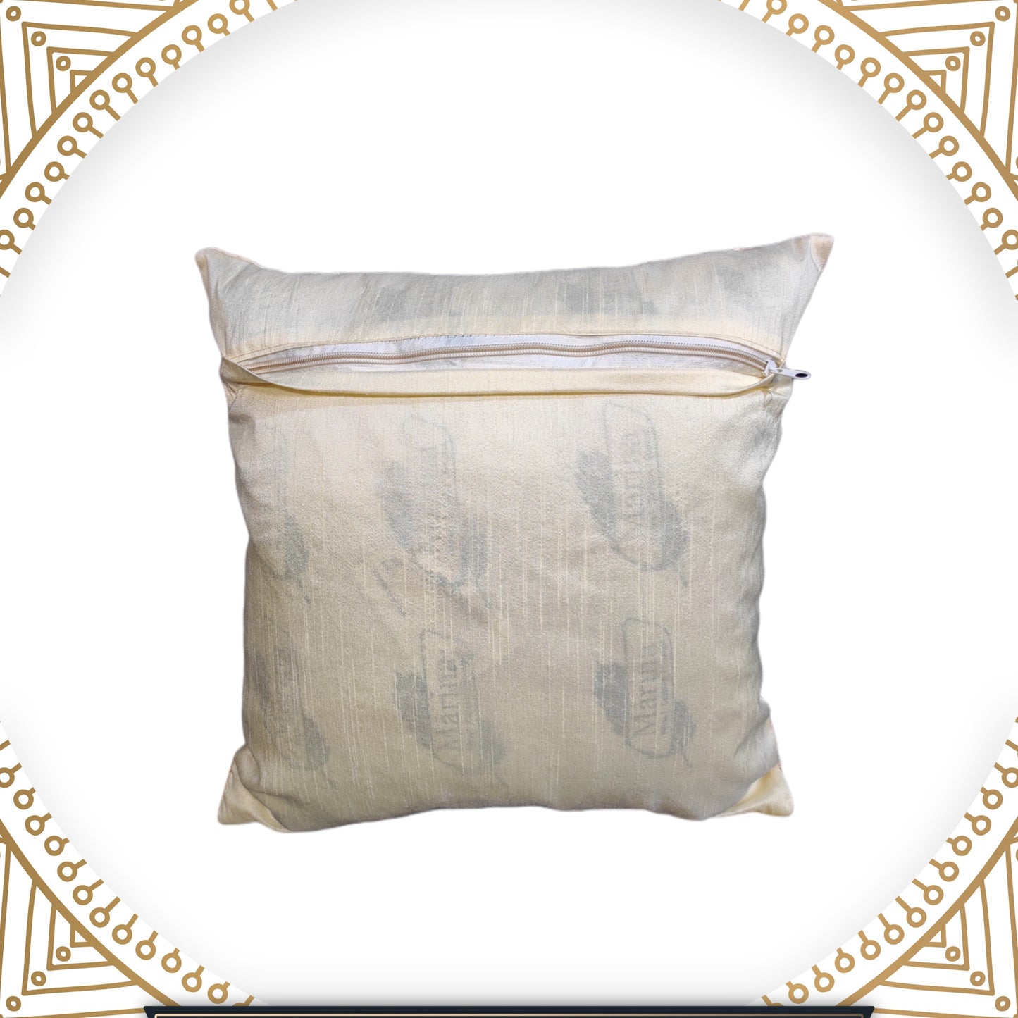 Designer Golden Zari Flower Broket Beautiful Cushion Cover