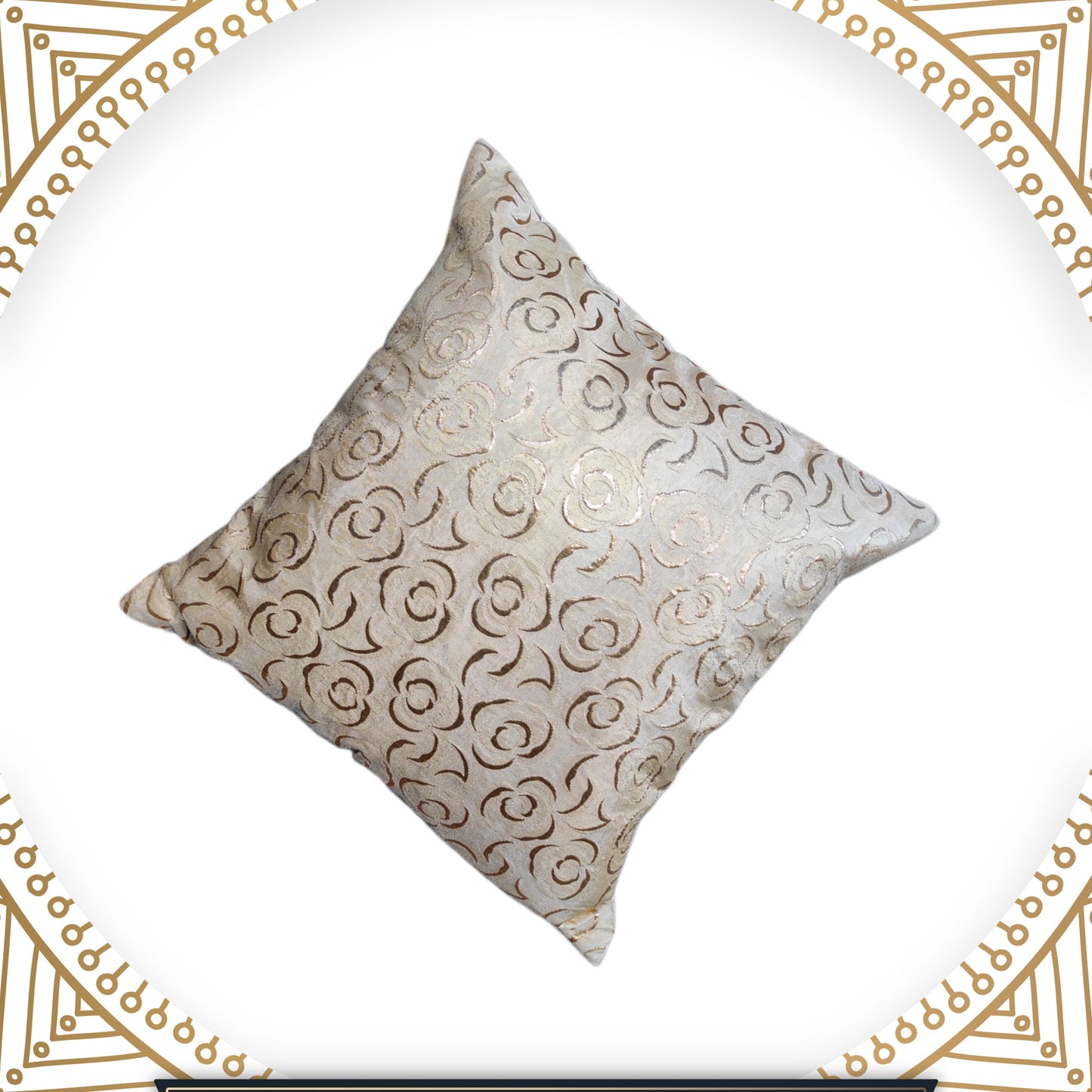 Designer Golden Zari Flower Broket Beautiful Cushion Cover