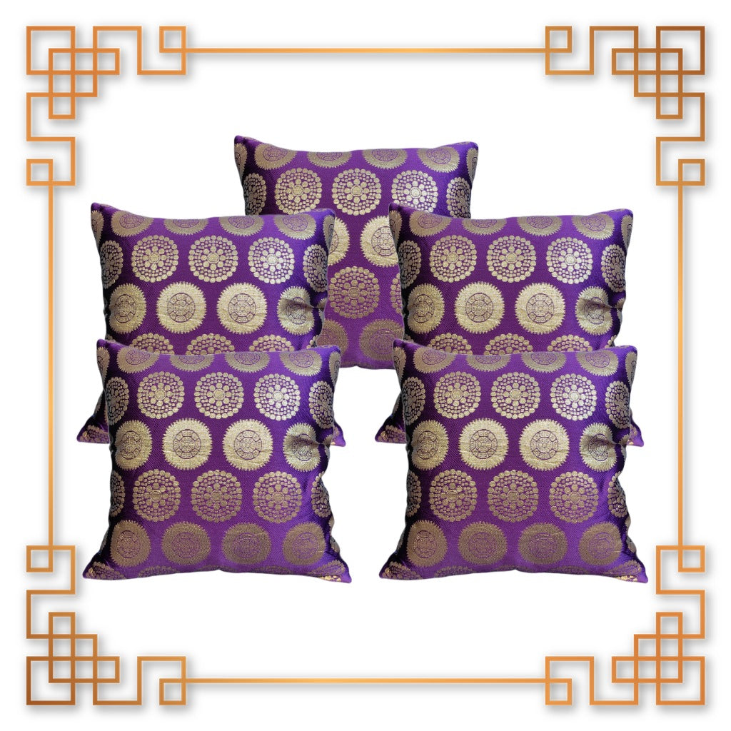 Antique Red and Golden Gola Jaquard Cushion Cover