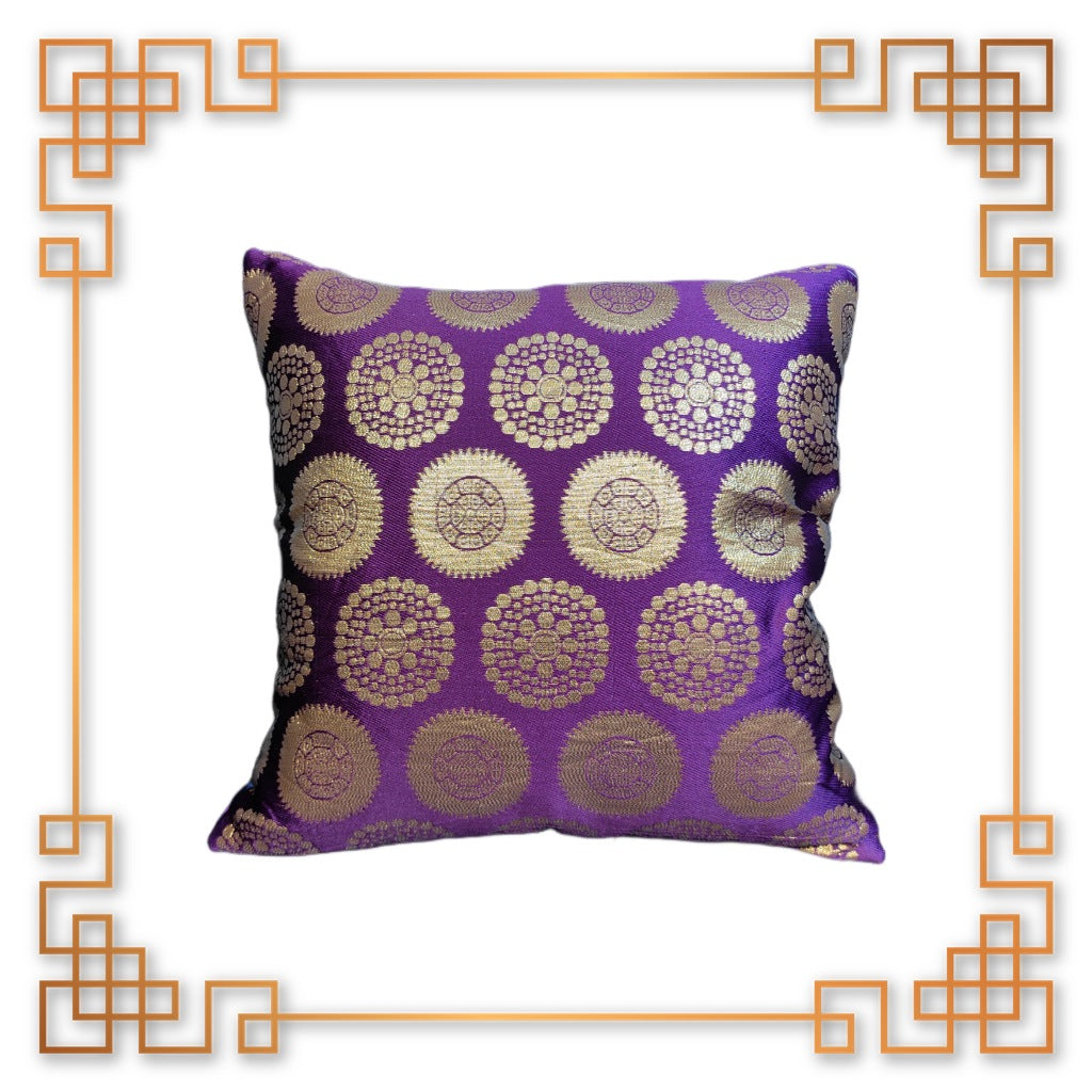 Antique Red and Golden Gola Jaquard Cushion Cover