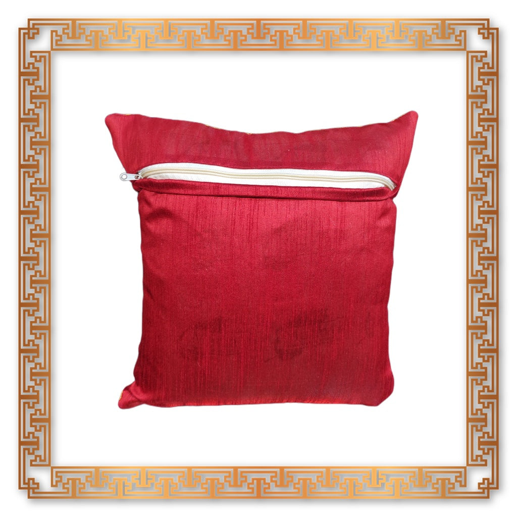Antique Red and Golden Gola Jaquard Cushion Cover