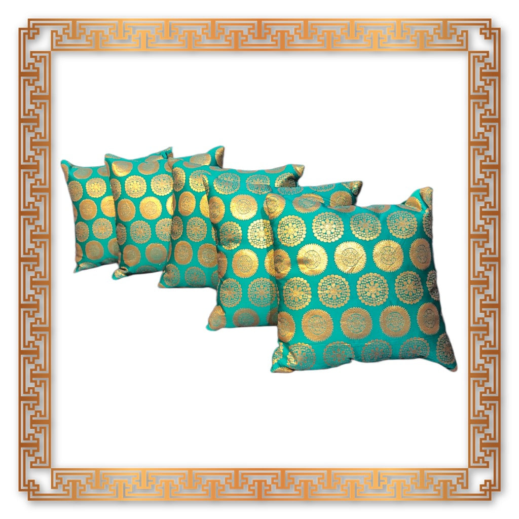 Antique Red and Golden Gola Jaquard Cushion Cover