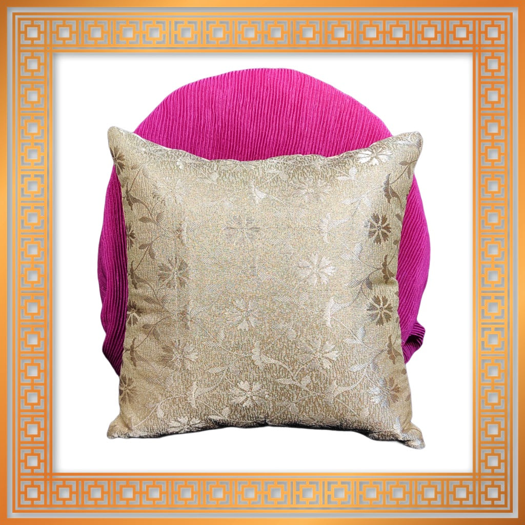 Designer Chiku Zari Self Jaquard Sofa Cushion Cover
