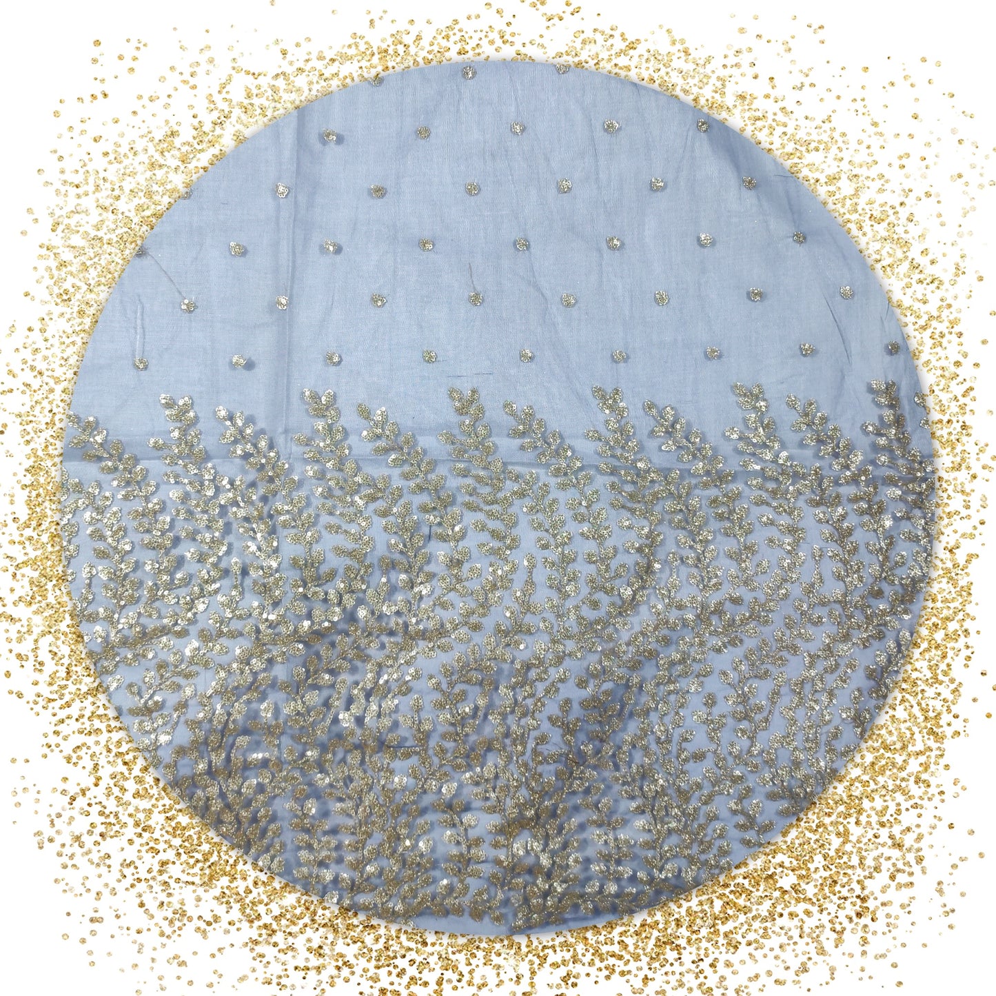 High Quality Daman Sequence Embroidery Work On Soft Net (PRICE FOR 10 MTR)