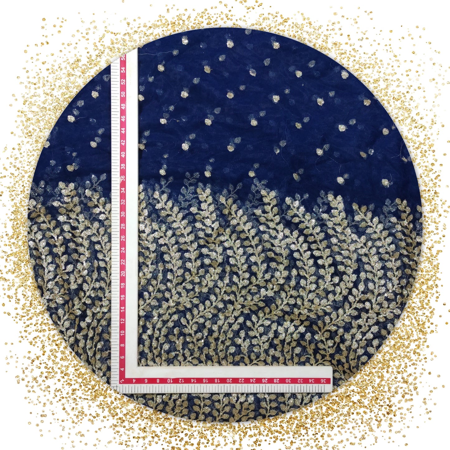 High Quality Daman Sequence Embroidery Work On Soft Net (PRICE FOR 10 MTR)