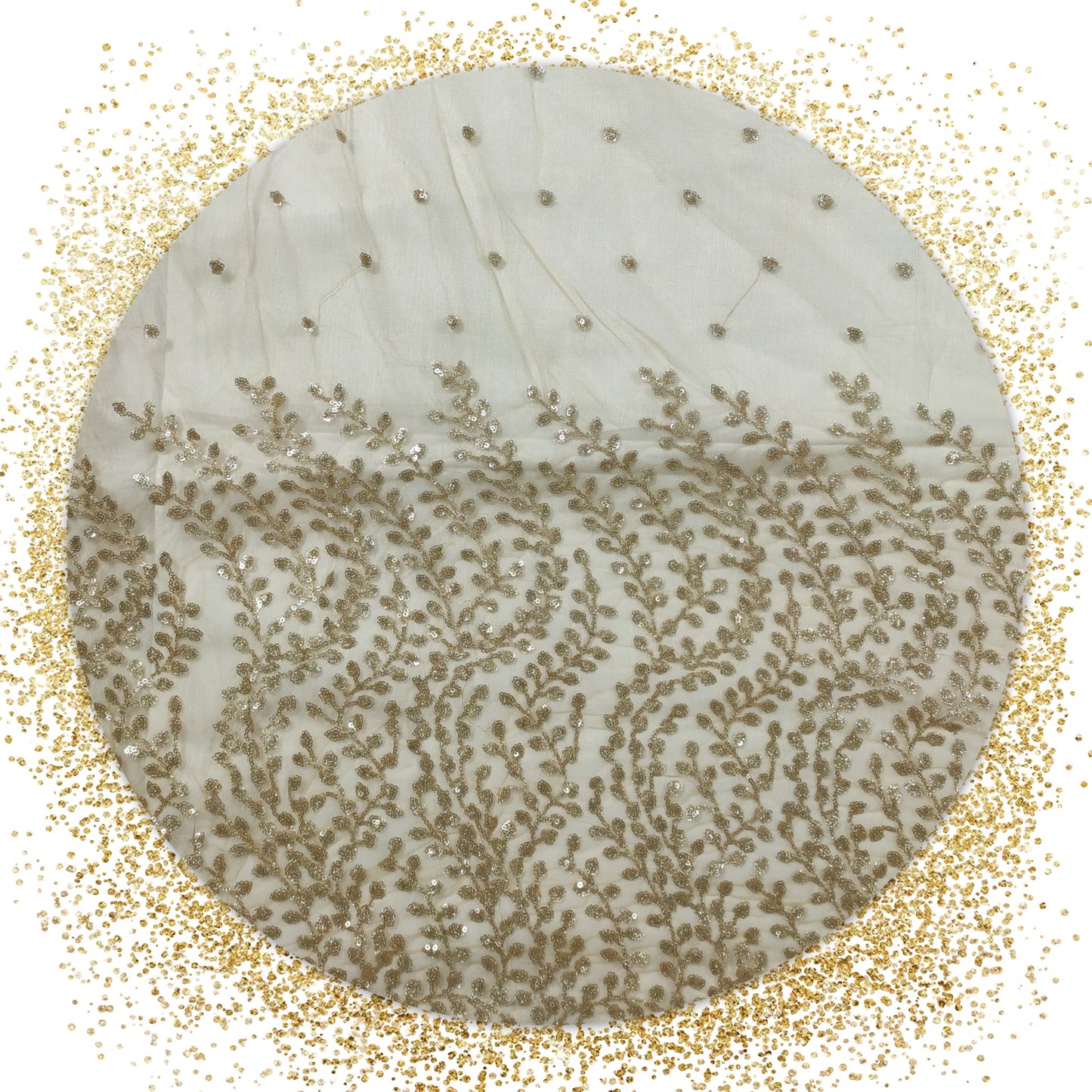 Lovely Daman Sequence Embroidery Work On Soft Net (PRICE FOR 10 MTR)