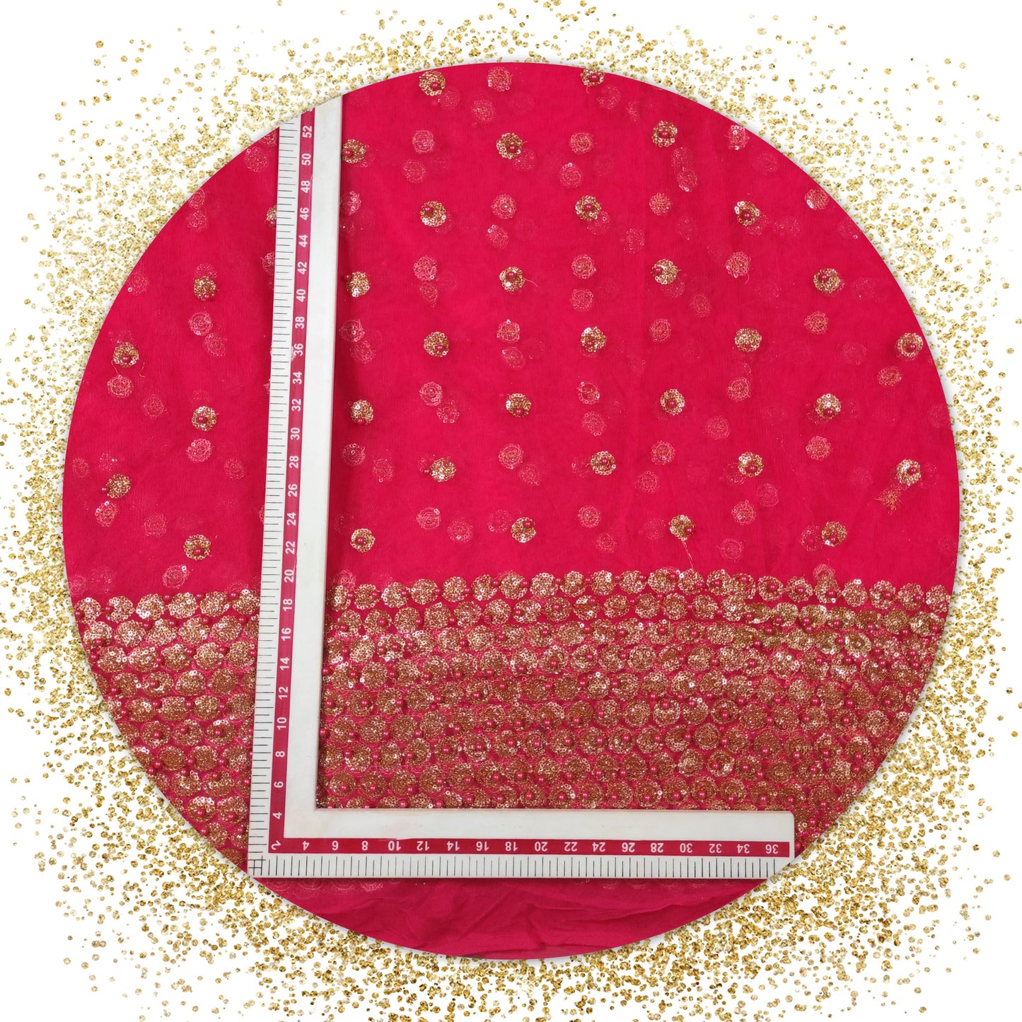 Premium Daman Sequence Embroidery Work With Moti On Net (PRICE FOR 10 MTR)