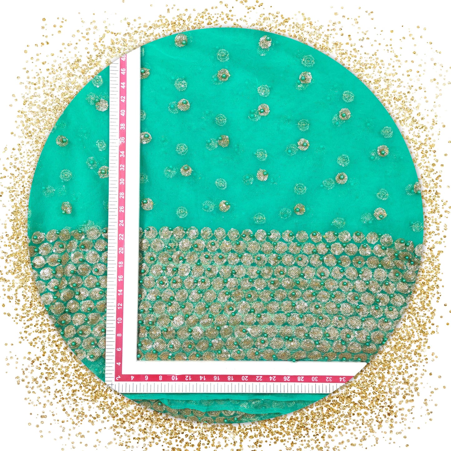 Party special Daman Sequence Embroidery Work With Moti On Net (PRICE FOR 10 MTR)
