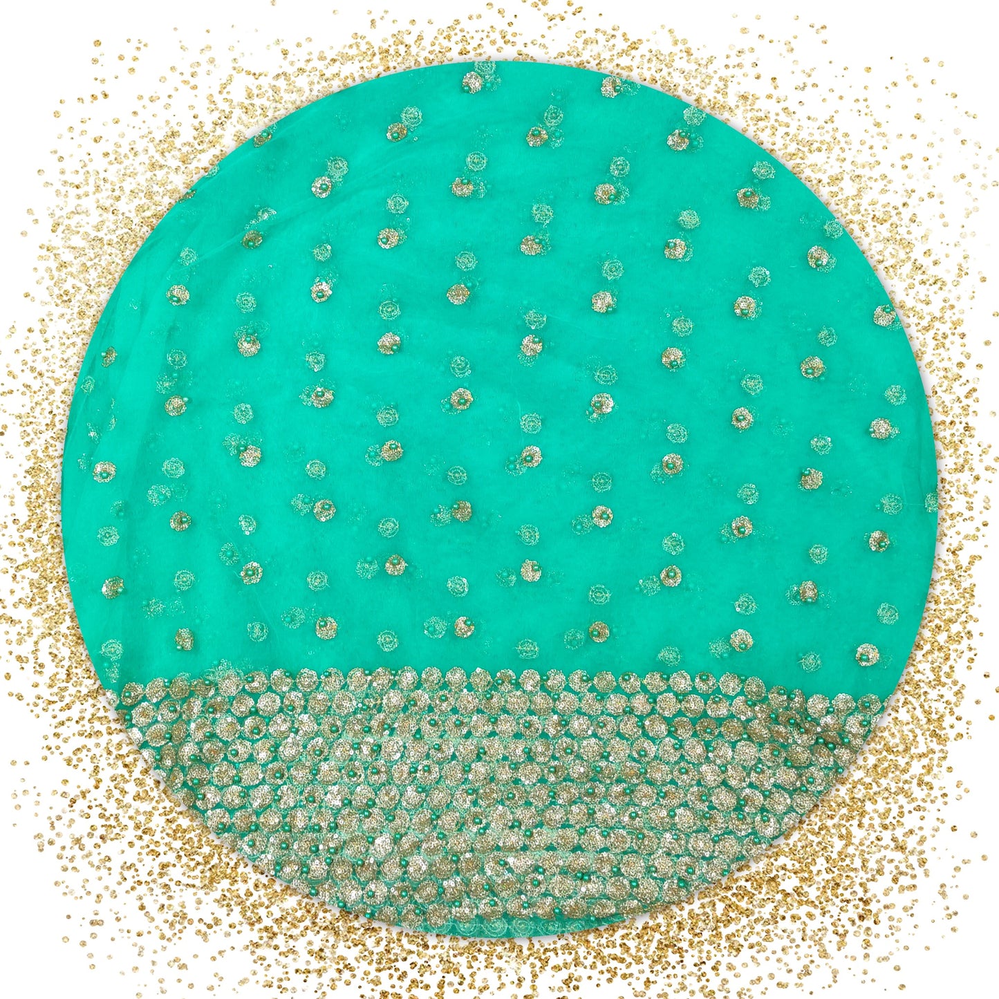 Party special Daman Sequence Embroidery Work With Moti On Net (PRICE FOR 10 MTR)