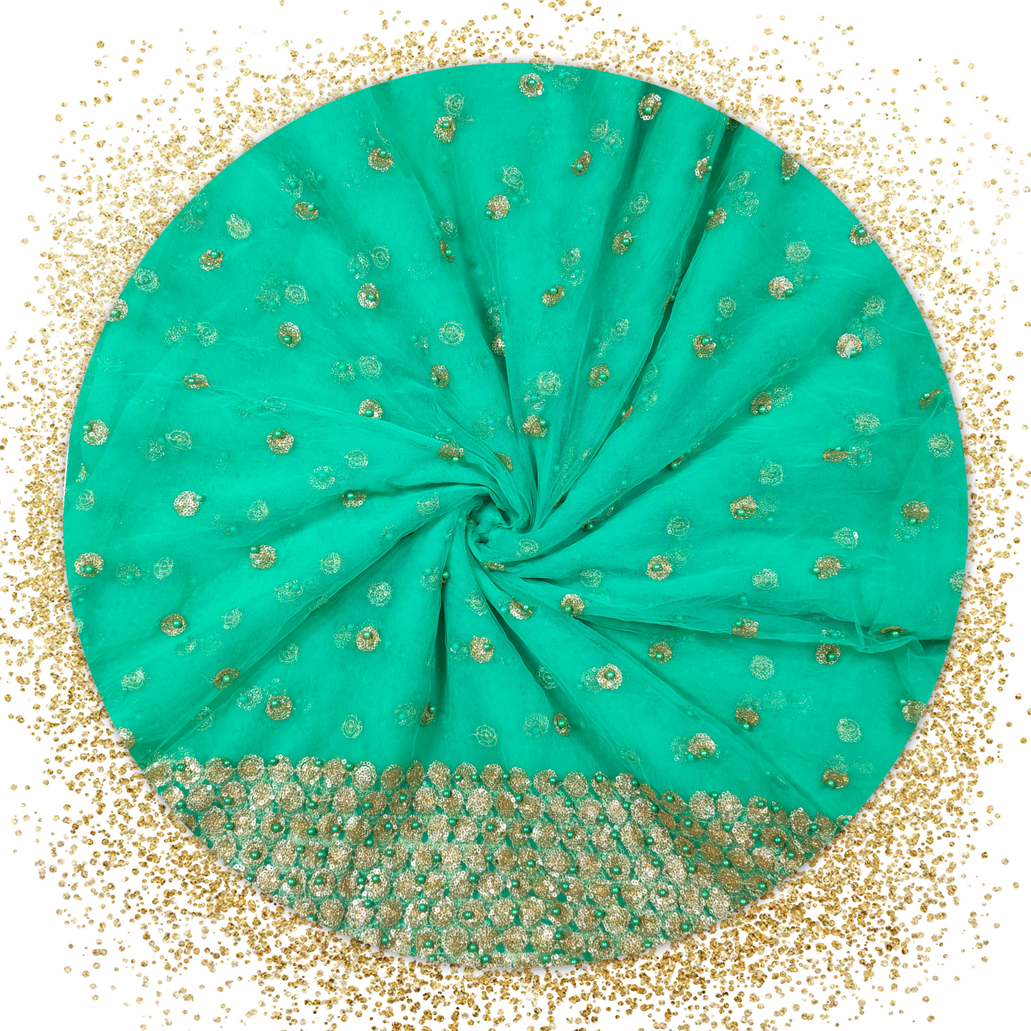 Party special Daman Sequence Embroidery Work With Moti On Net (PRICE FOR 10 MTR)