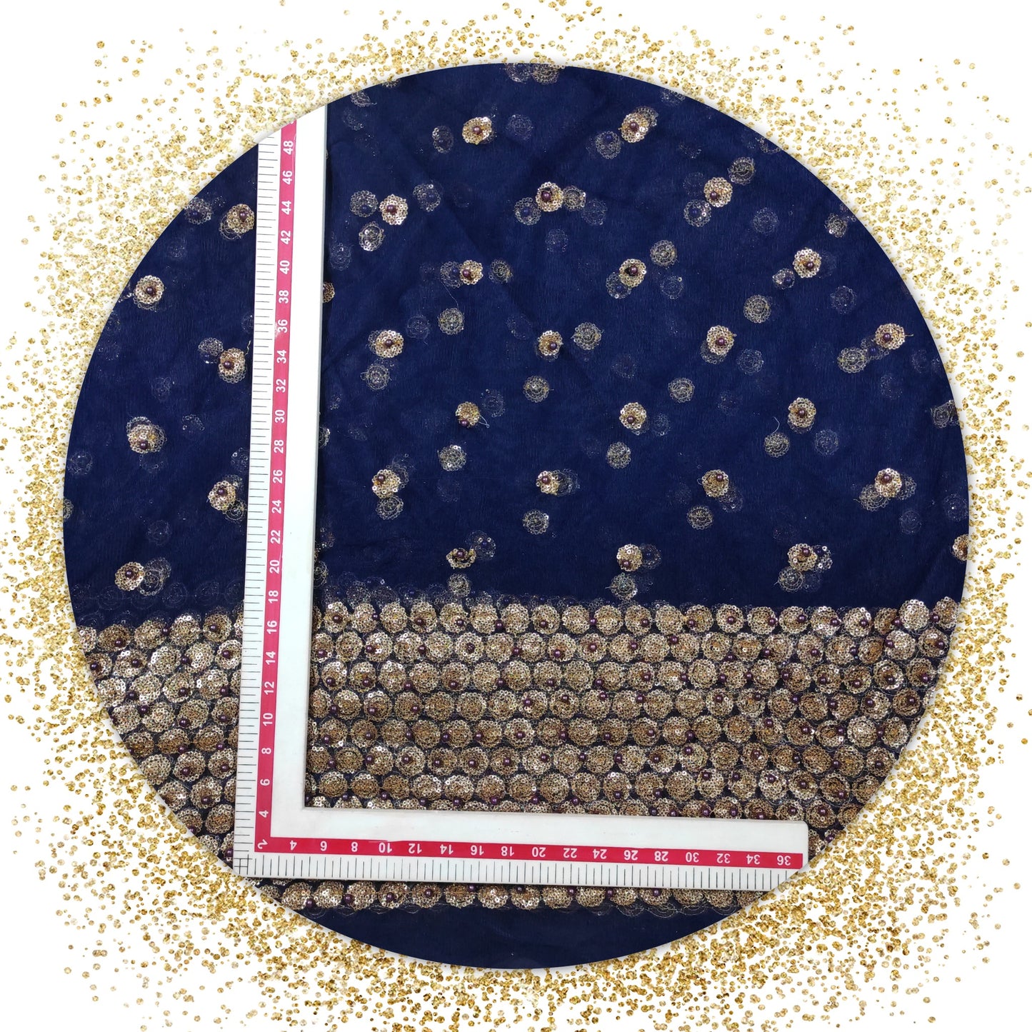 Daman Sequence Embroidery Work With Moti On Net (PRICE FOR 10 MTR)
