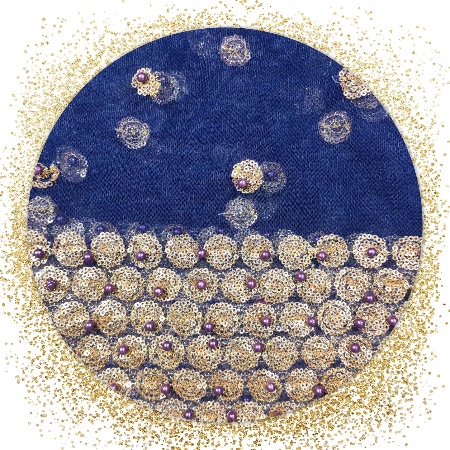 Daman Sequence Embroidery Work With Moti On Net (PRICE FOR 10 MTR)