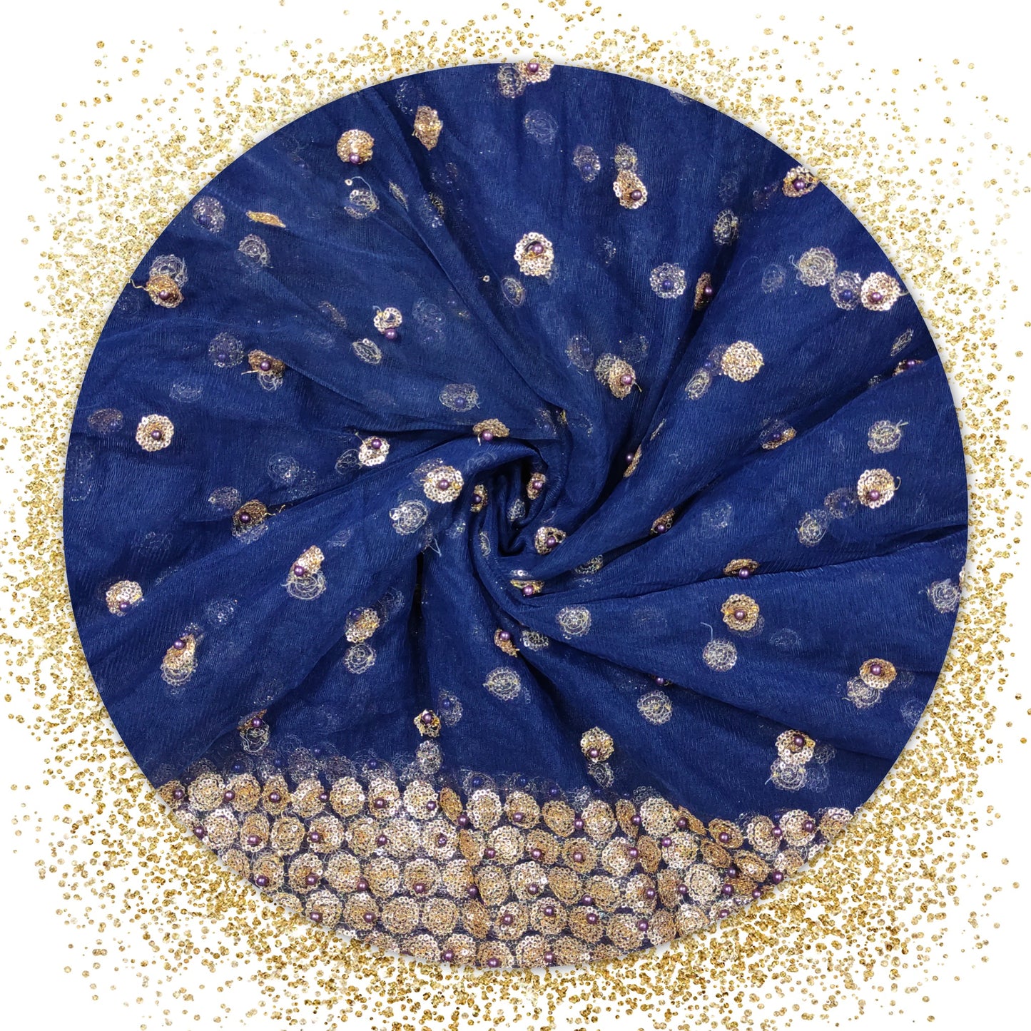 Daman Sequence Embroidery Work With Moti On Net (PRICE FOR 10 MTR)