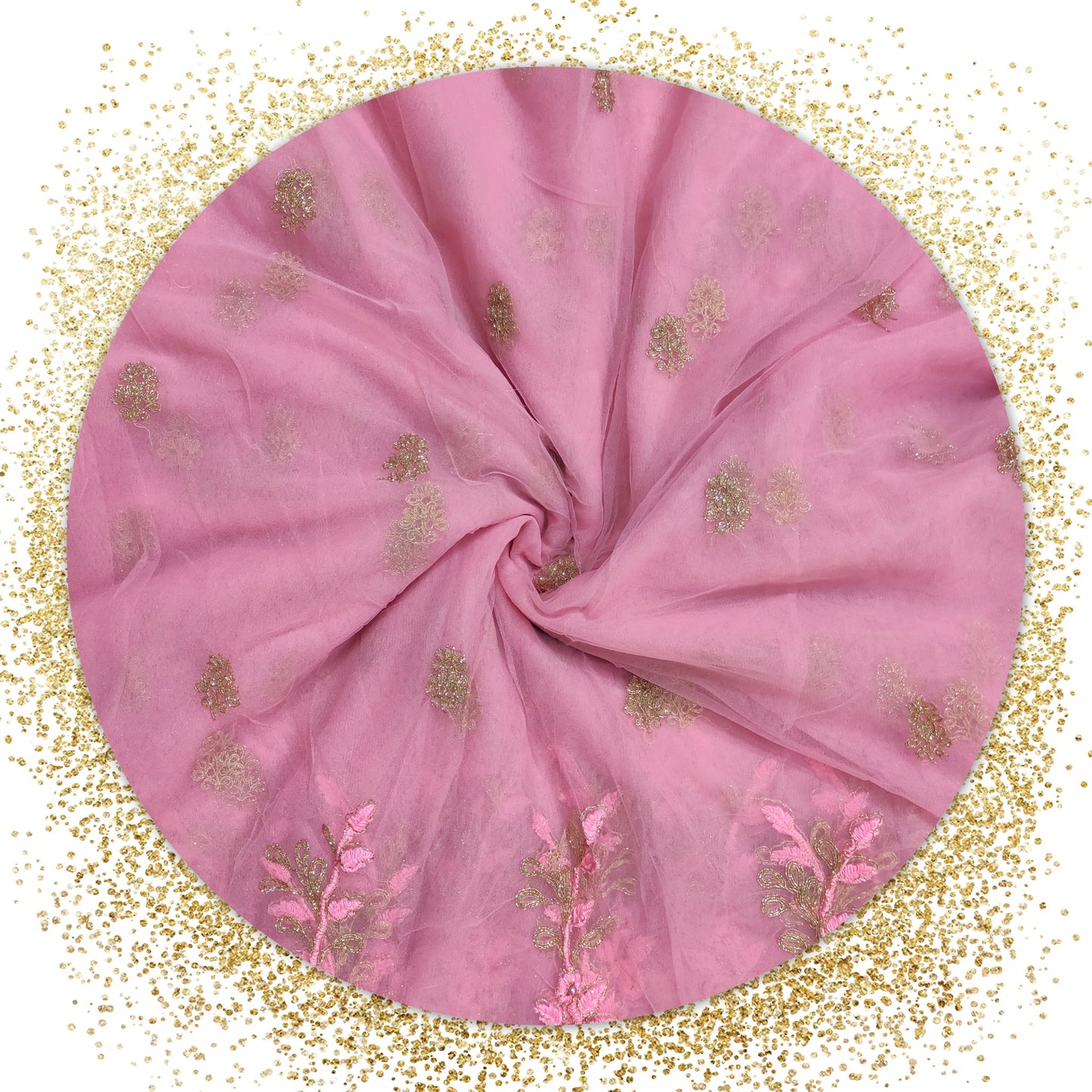 Glitter Coding Work On Net With Matching Pearls (prices for 6 MTR)