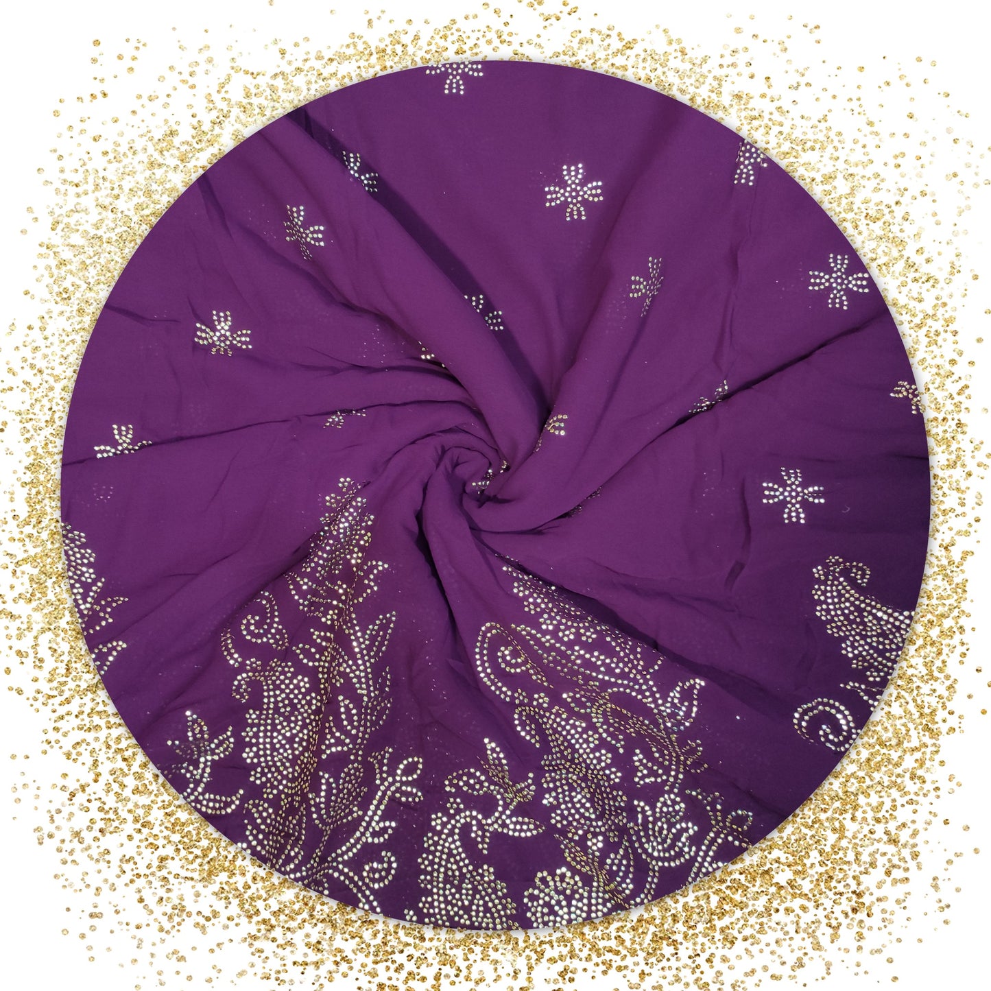Lovely Mukesh Print On Georgette Fabric (price for 6 meter)