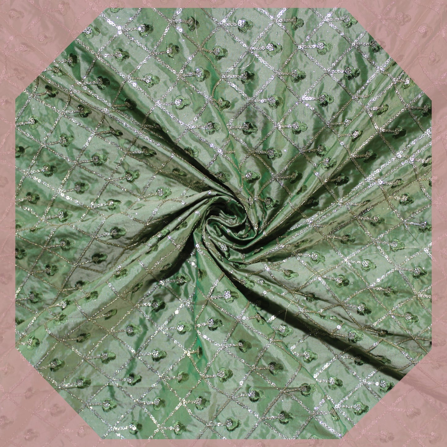 Heavy Glitter Sequence Multi Chex On Tafetta