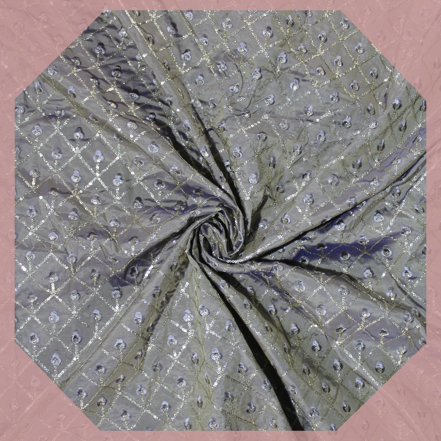 Heavy Glitter Sequence Multi Chex On Tafetta