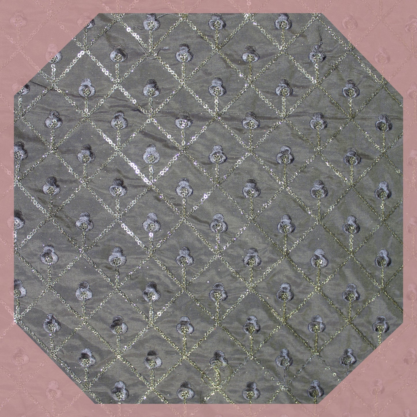 Heavy Glitter Sequence Multi Chex On Tafetta