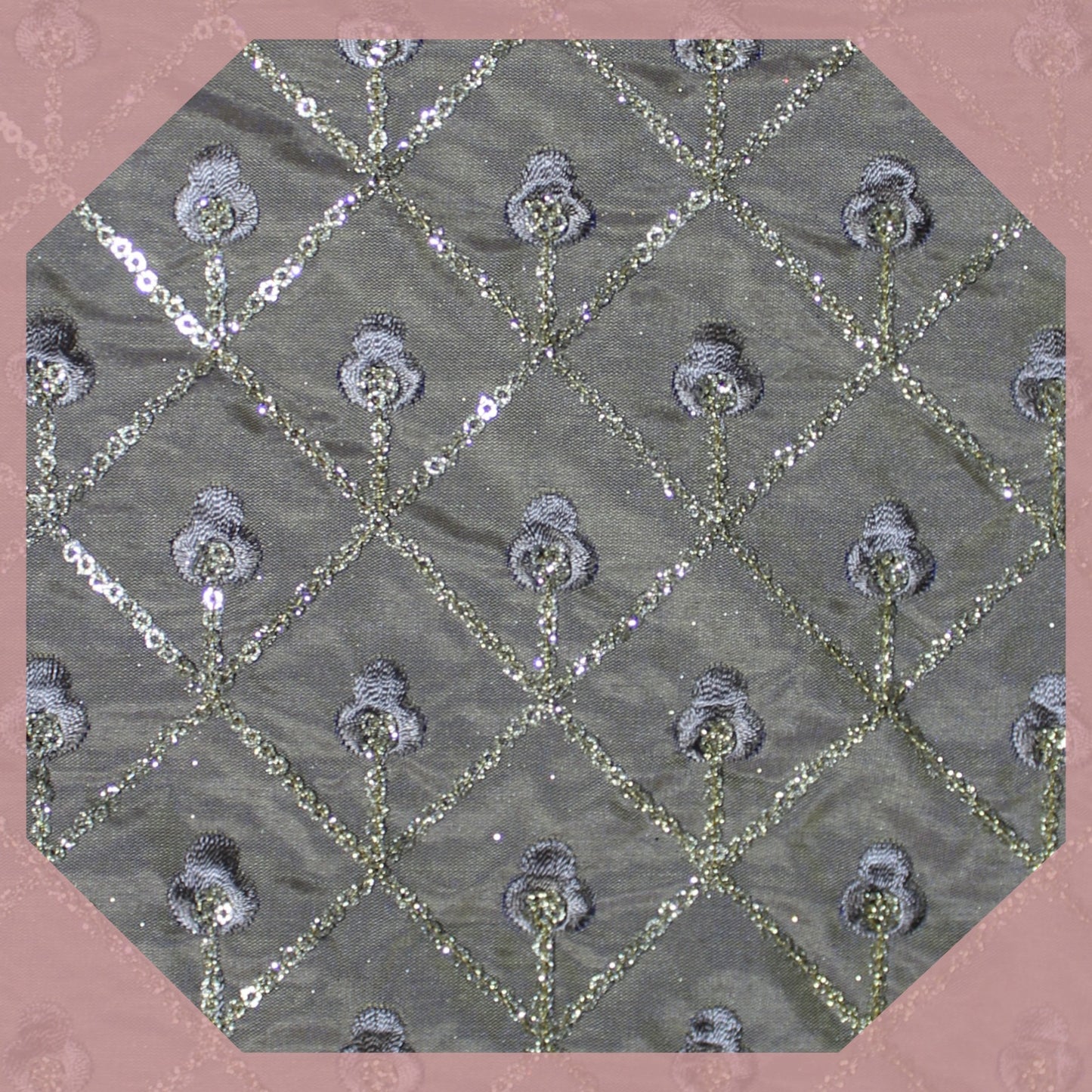 Heavy Glitter Sequence Multi Chex On Tafetta