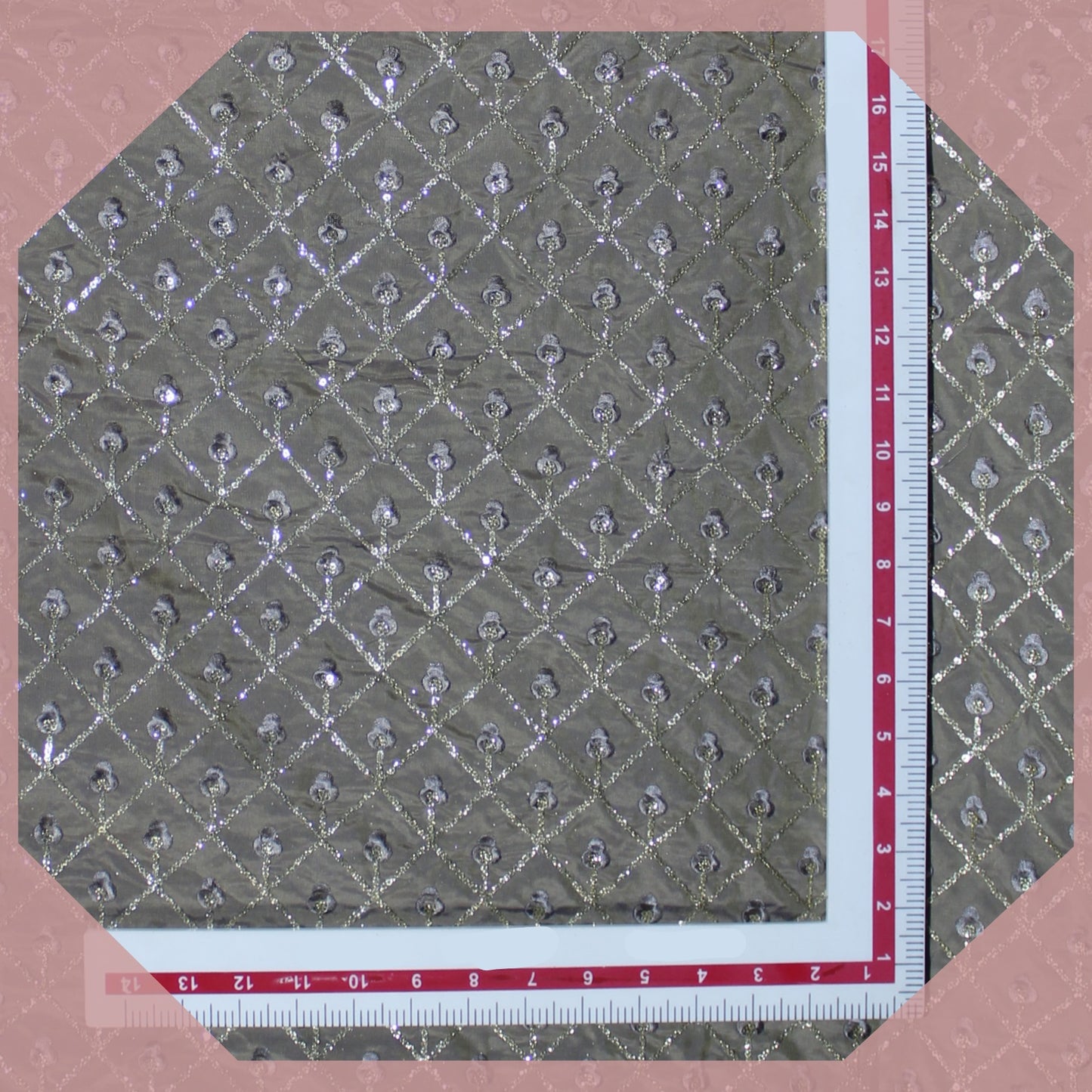 Heavy Glitter Sequence Multi Chex On Tafetta