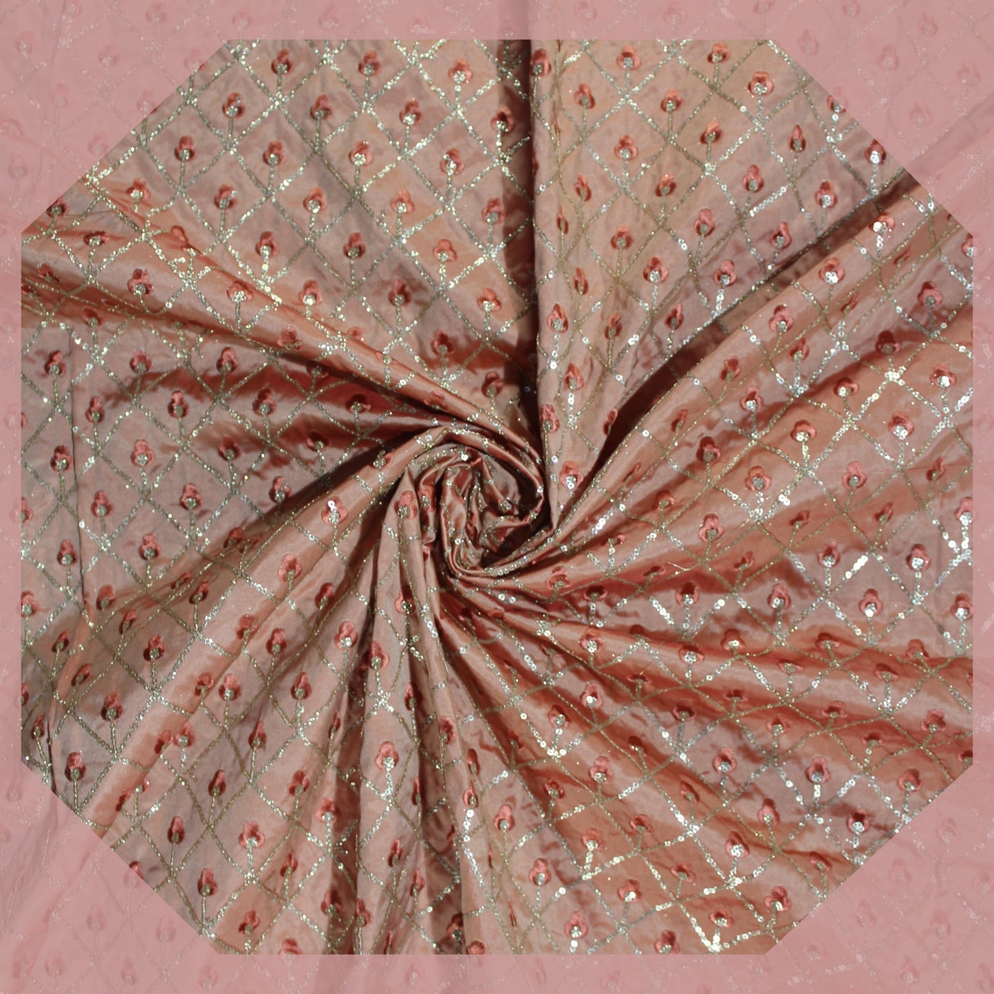 Heavy Glitter Sequence Multi Chex On Tafetta