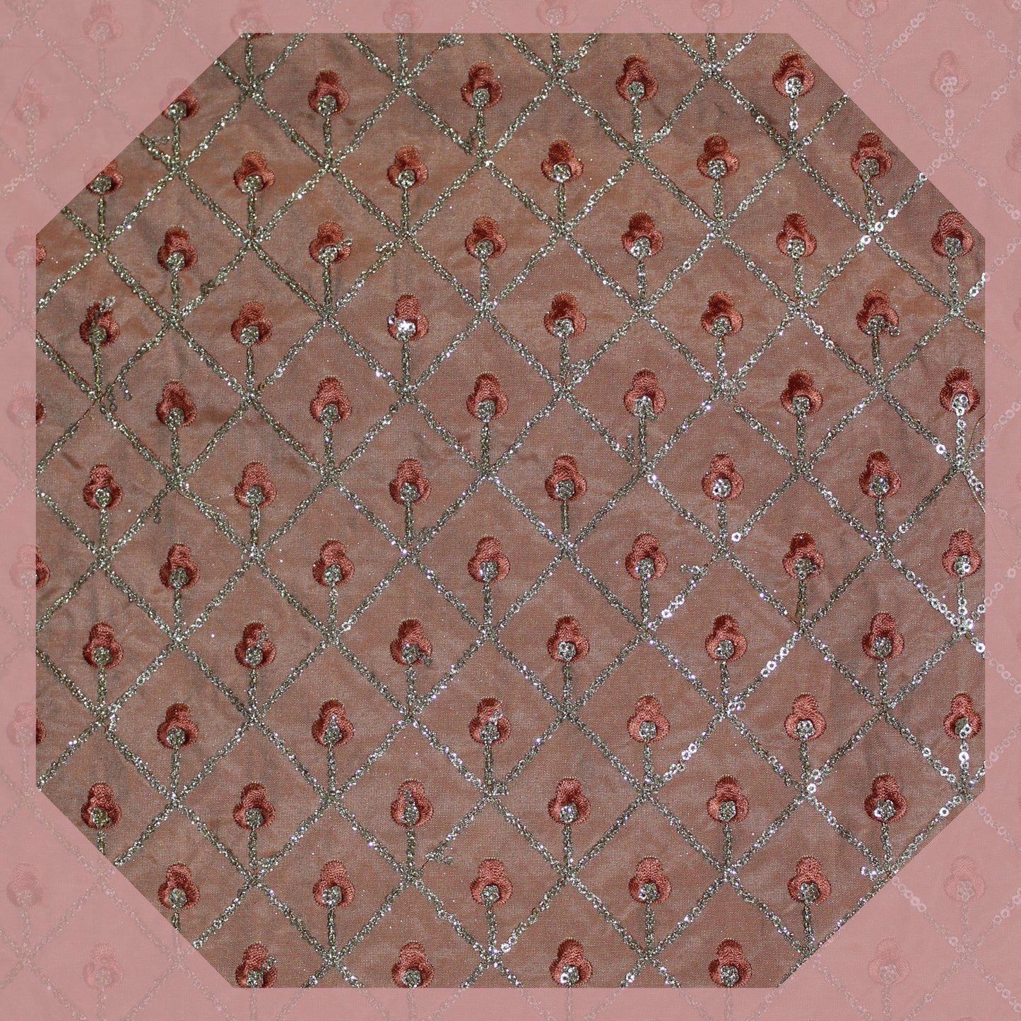 Heavy Glitter Sequence Multi Chex On Tafetta