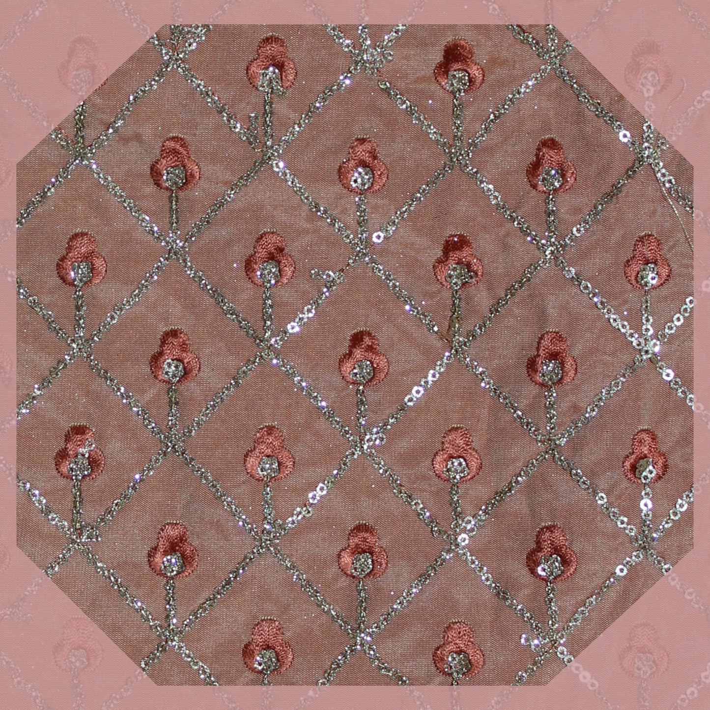 Heavy Glitter Sequence Multi Chex On Tafetta
