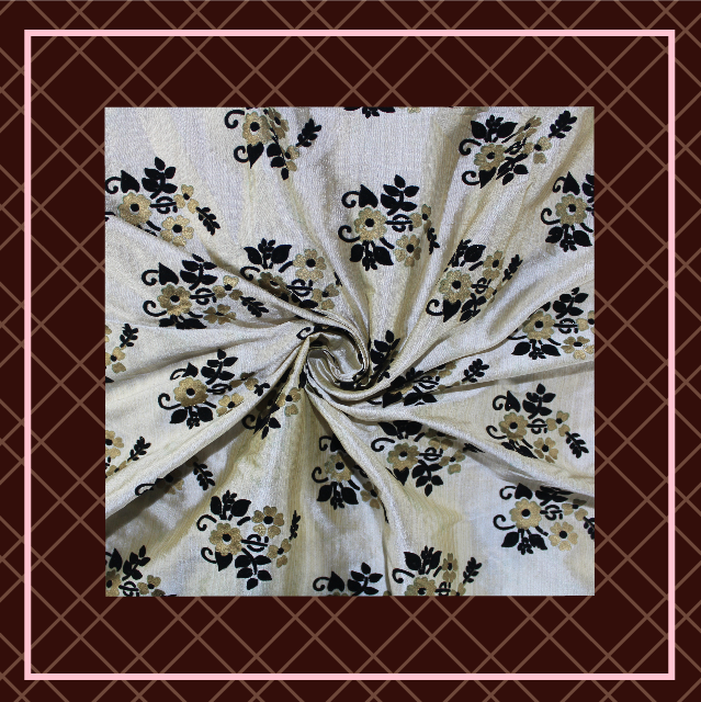 Velvet Flocking Gold Foil On Bamboo Silk (FW-56" EMB-56")