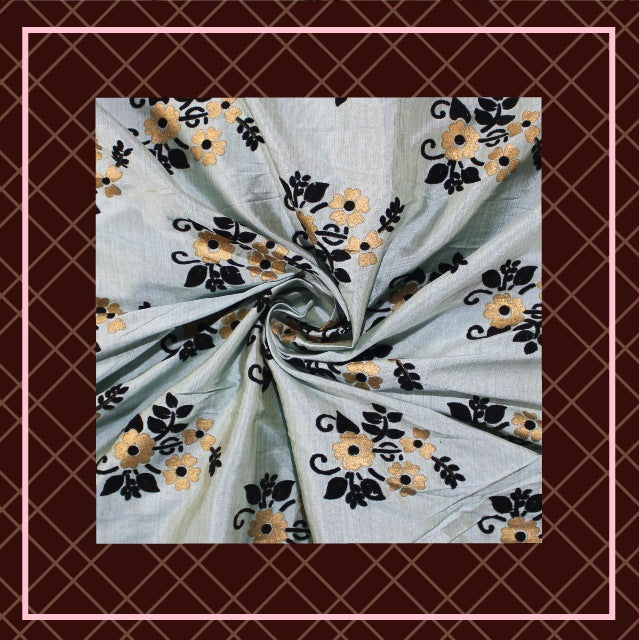 Velvet Flocking Gold Foil On Bamboo Silk (FW-56" EMB-56")