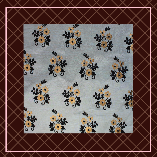 Velvet Flocking Gold Foil On Bamboo Silk (FW-56" EMB-56")