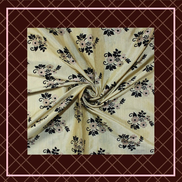Velvet Flocking Gold Foil On Bamboo Silk (FW-56" EMB-56")