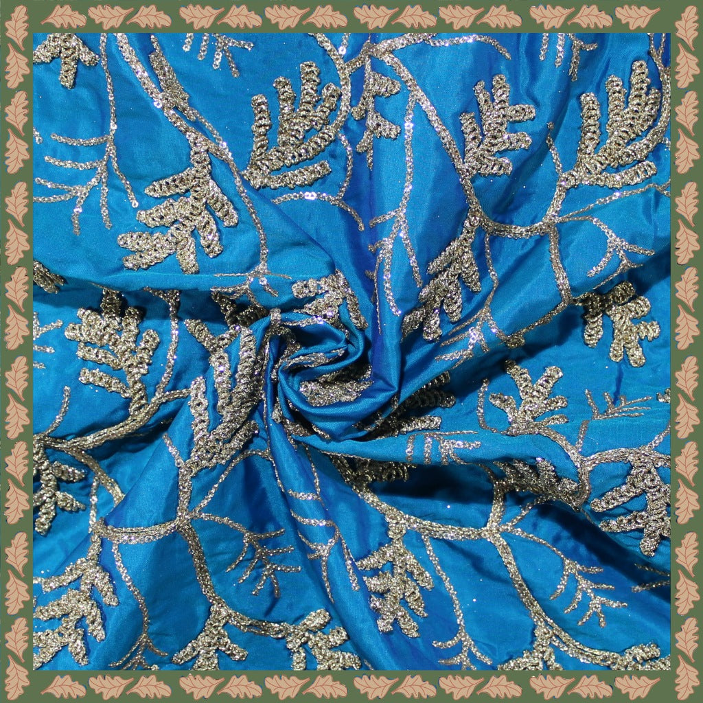 Kasab Codding Embroidery With Sequence On Tafetta