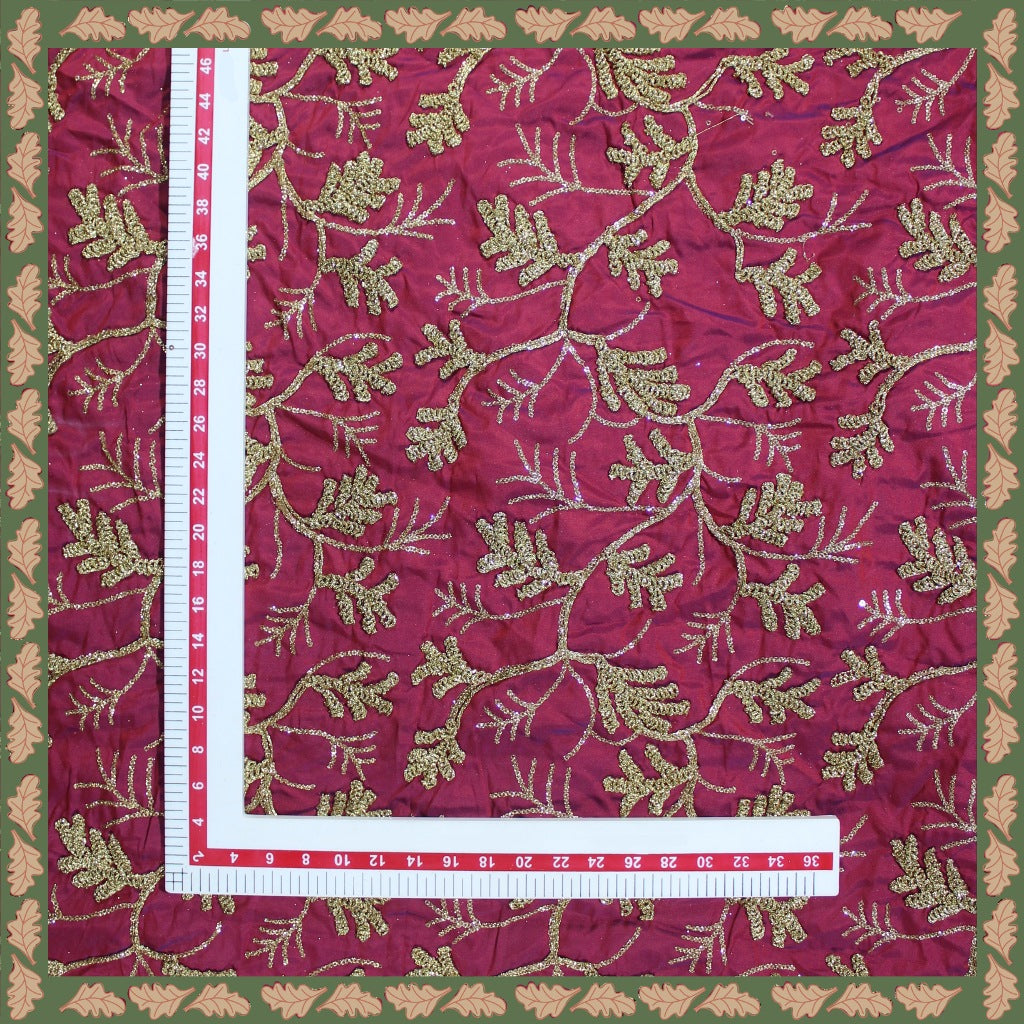 Kasab Codding Embroidery With Sequence On Tafetta