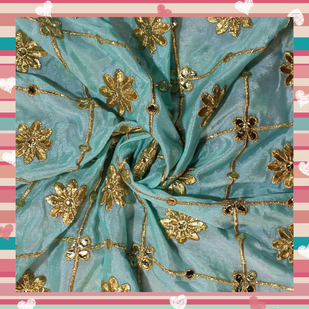 Gotta Patti Zari Embroidery On Chinon