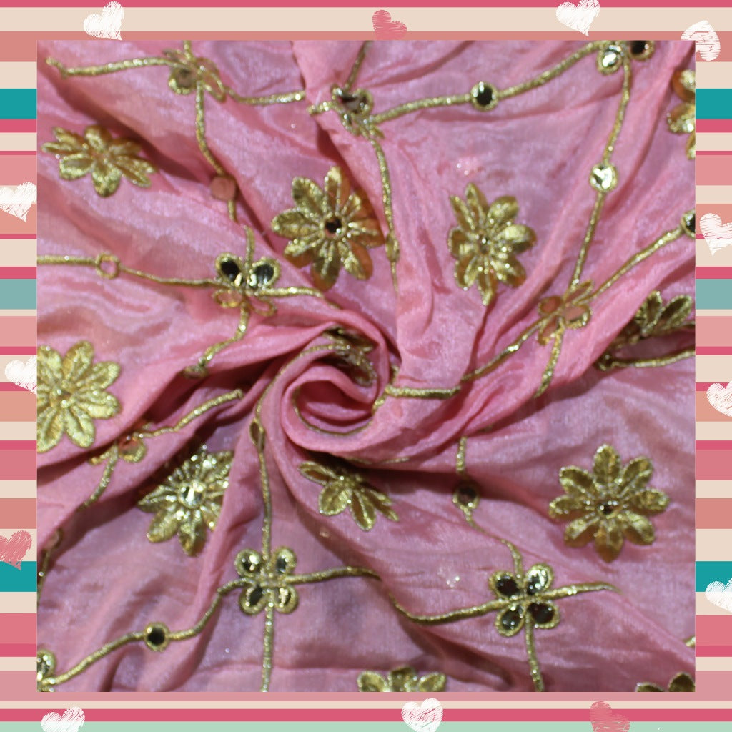 Gotta Patti Zari Embroidery On Chinon
