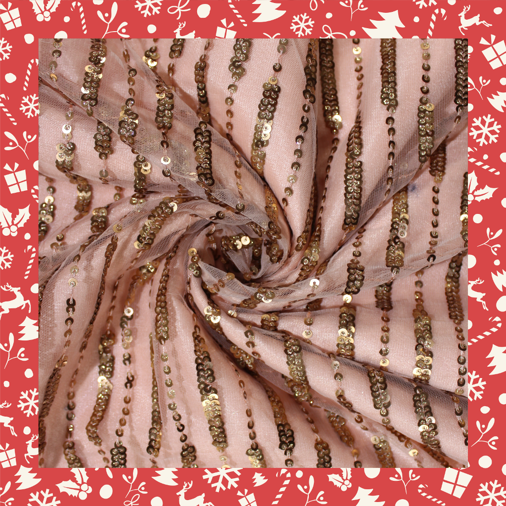 Sandwich Sequence Glitter With 5mm Sequence Embroidery Lining On Net