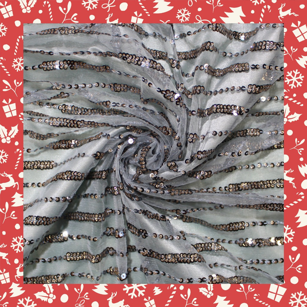 Sandwich Sequence Glitter With 5mm Sequence Embroidery Lining On Net