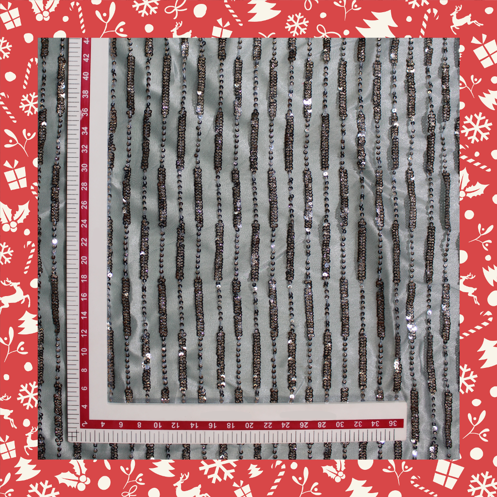 Sandwich Sequence Glitter With 5mm Sequence Embroidery Lining On Net