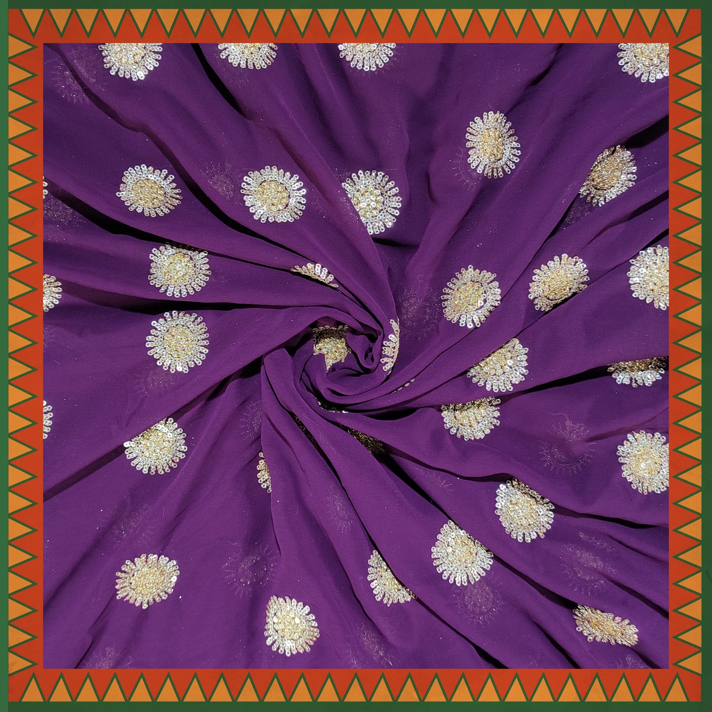 Sequence Glitter Butti With Jari Embroidery