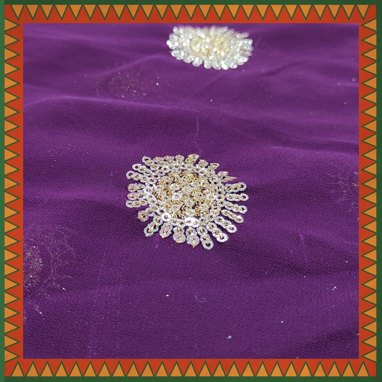 Sequence Glitter Butti With Jari Embroidery