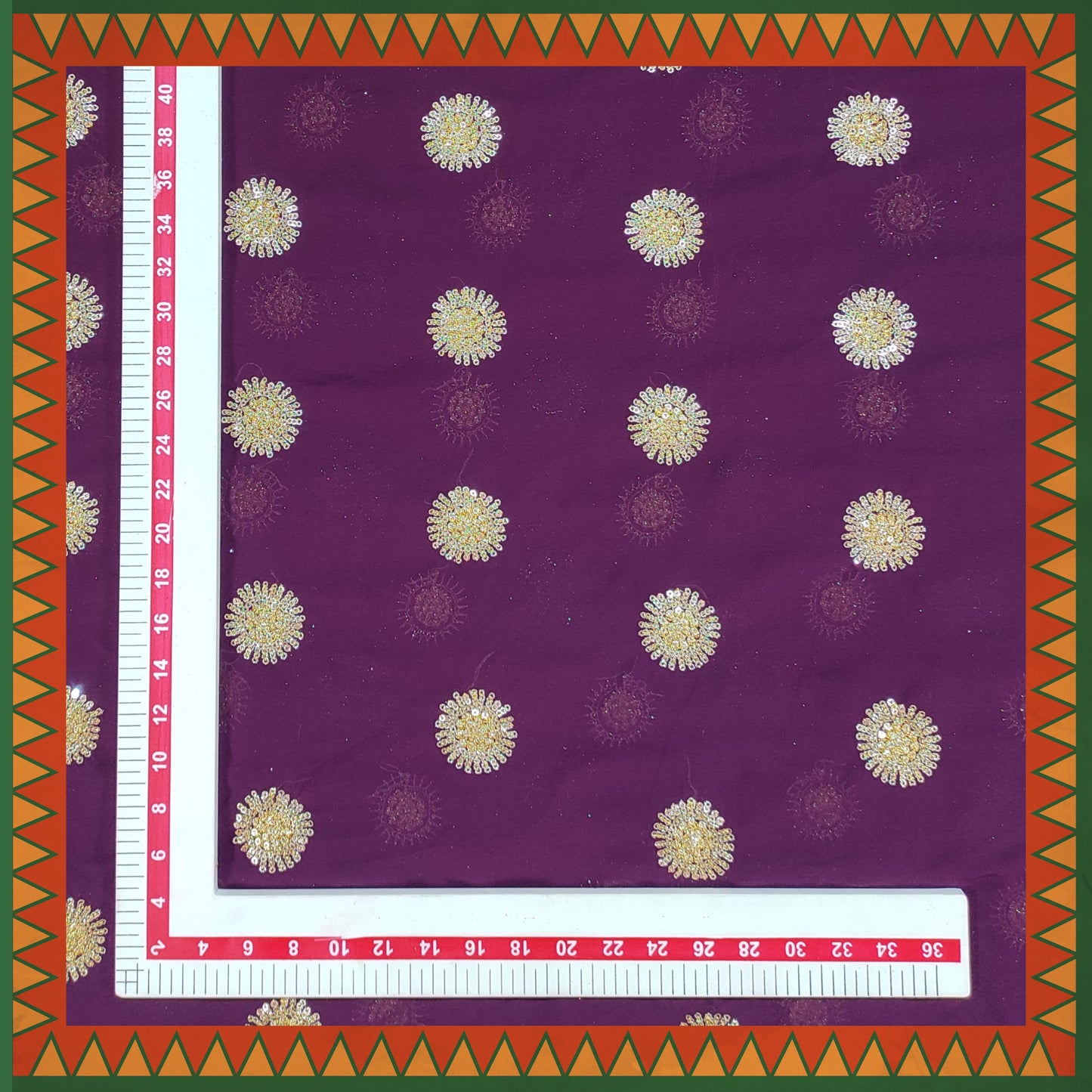 Sequence Glitter Butti With Jari Embroidery