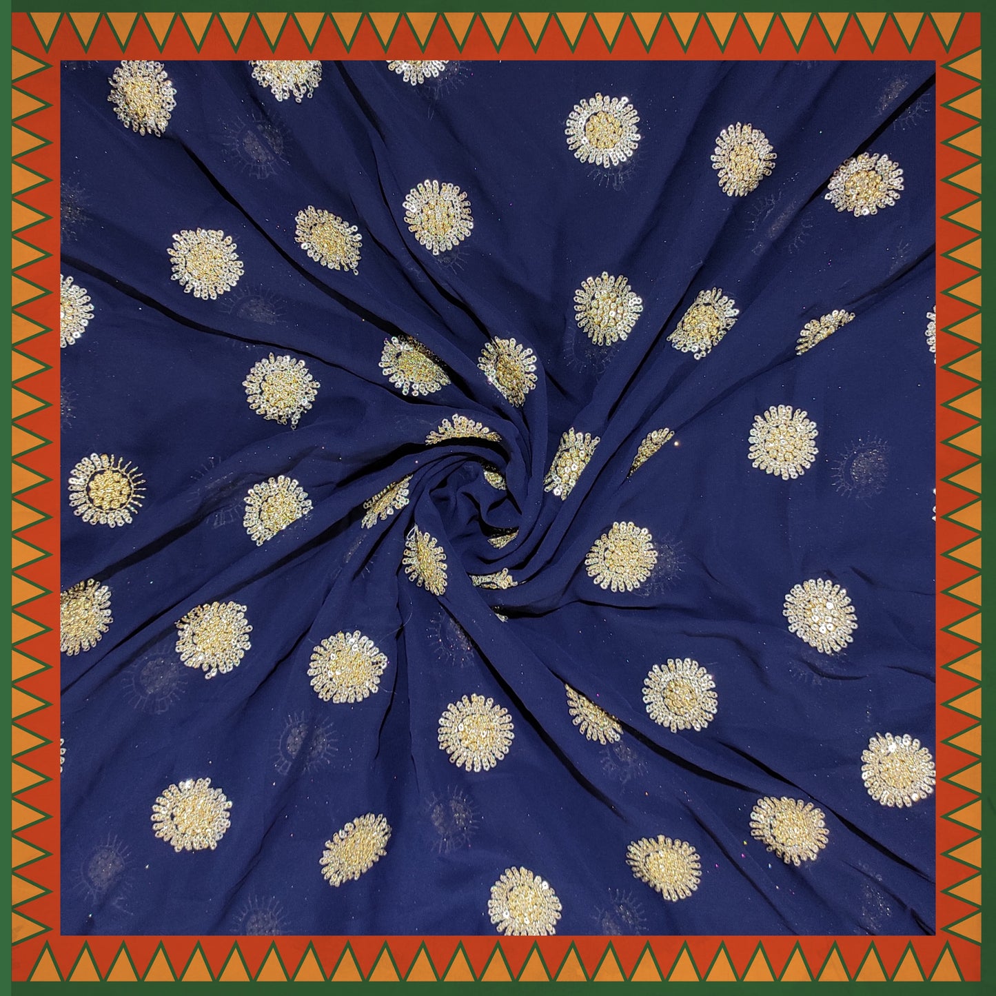 Sequence Glitter Butti With Jari Embroidery