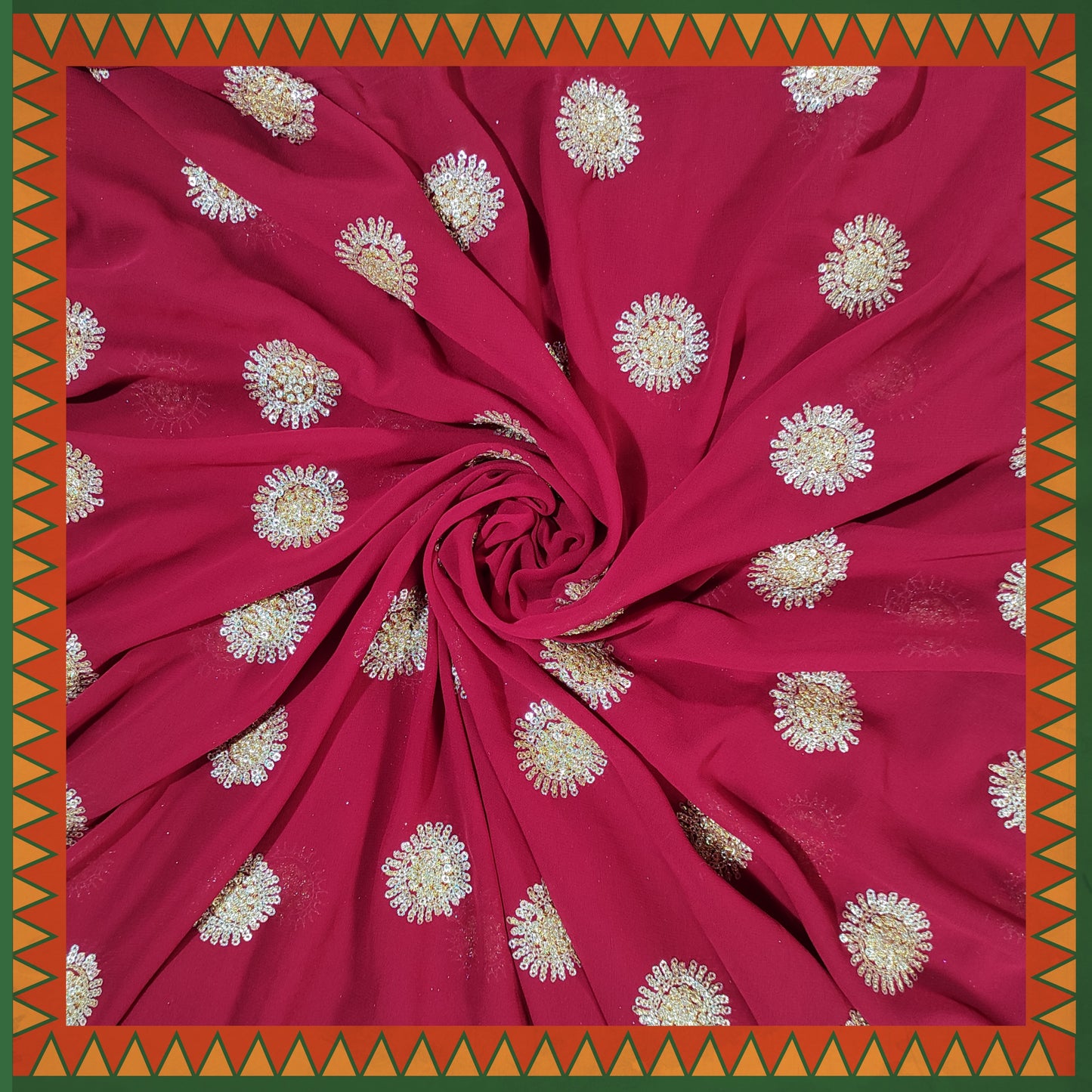 Sequence Glitter Butti With Jari Embroidery