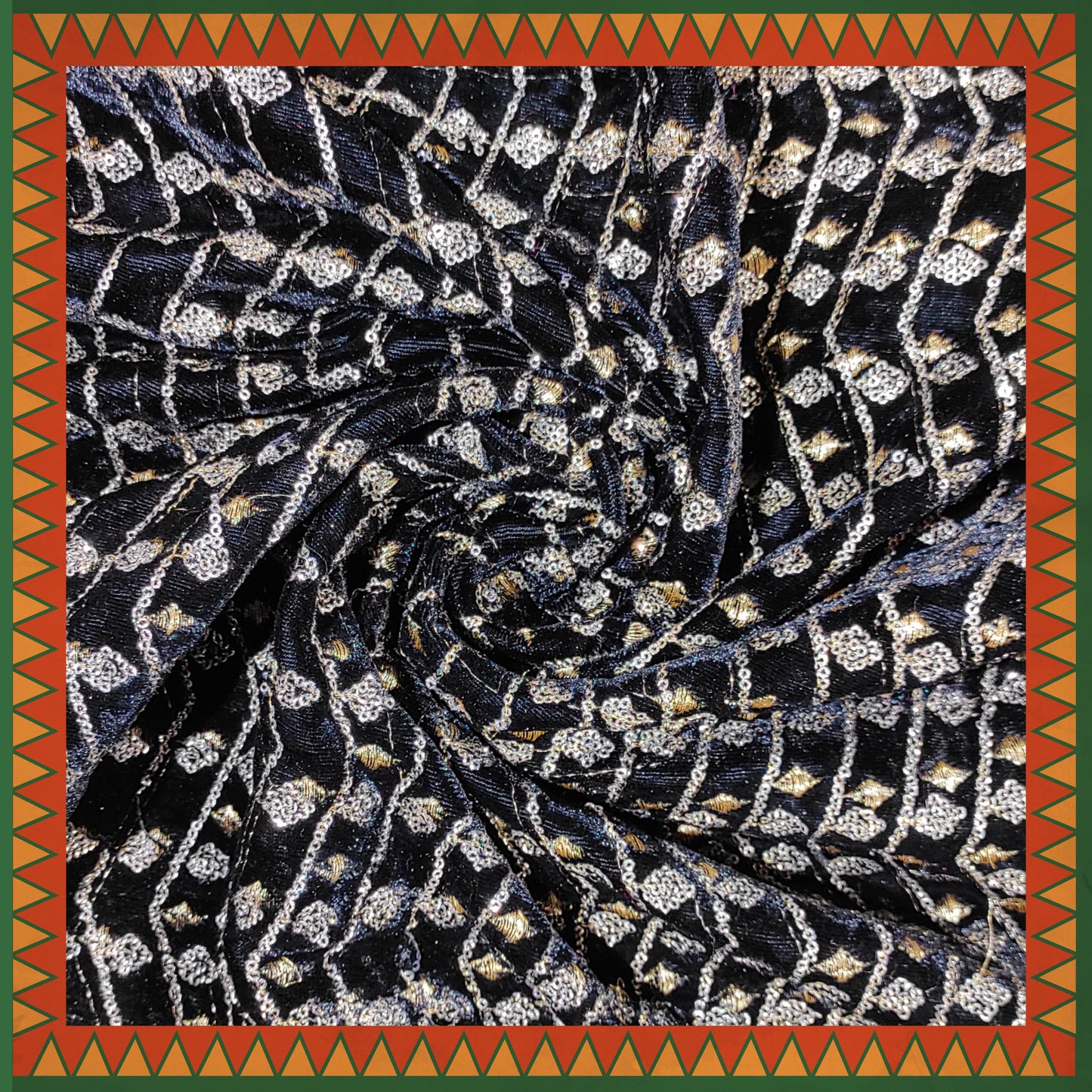 Zari Sequence On Velvet 9000
