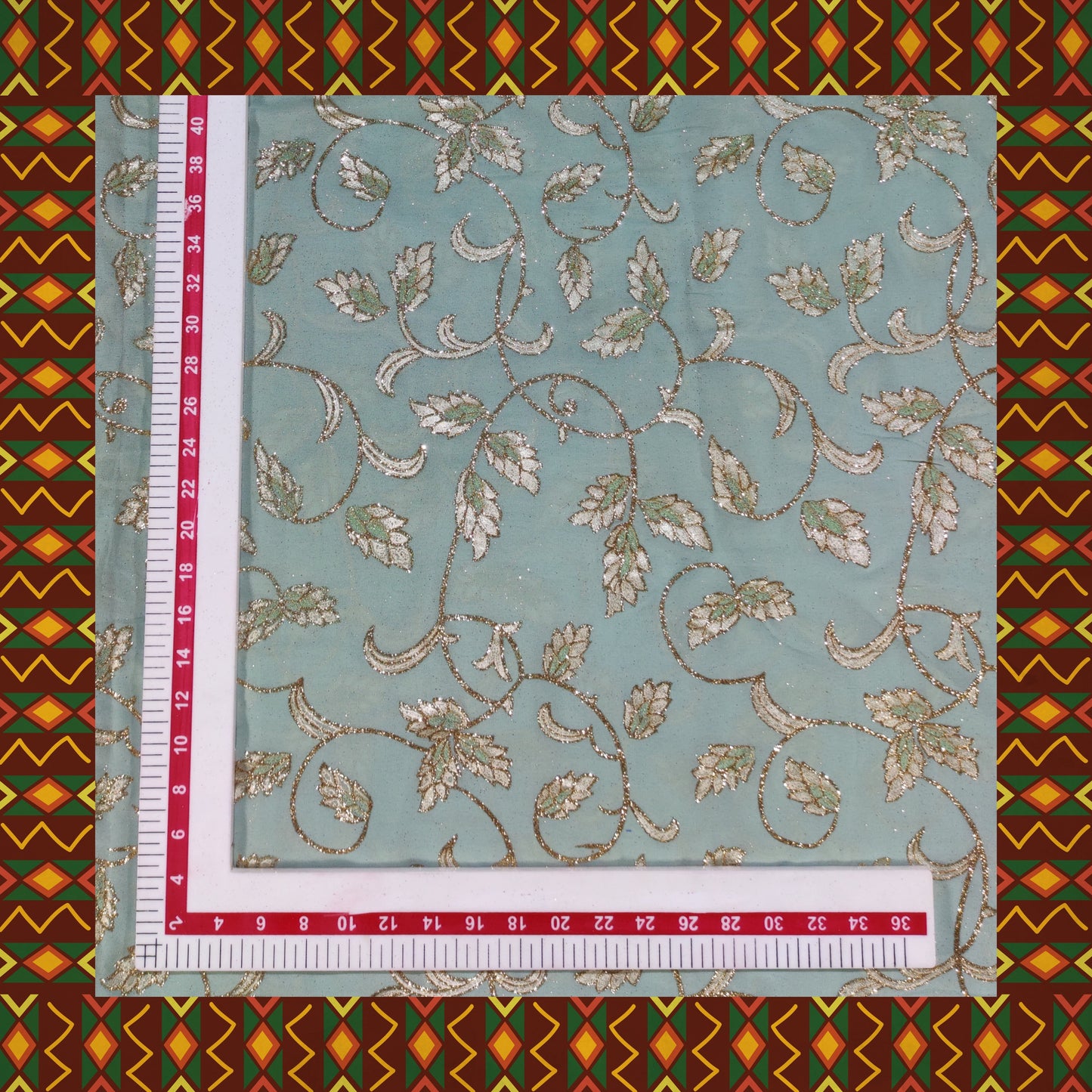 Golden Foil Print With Beats Work On Georgette (FW-44")