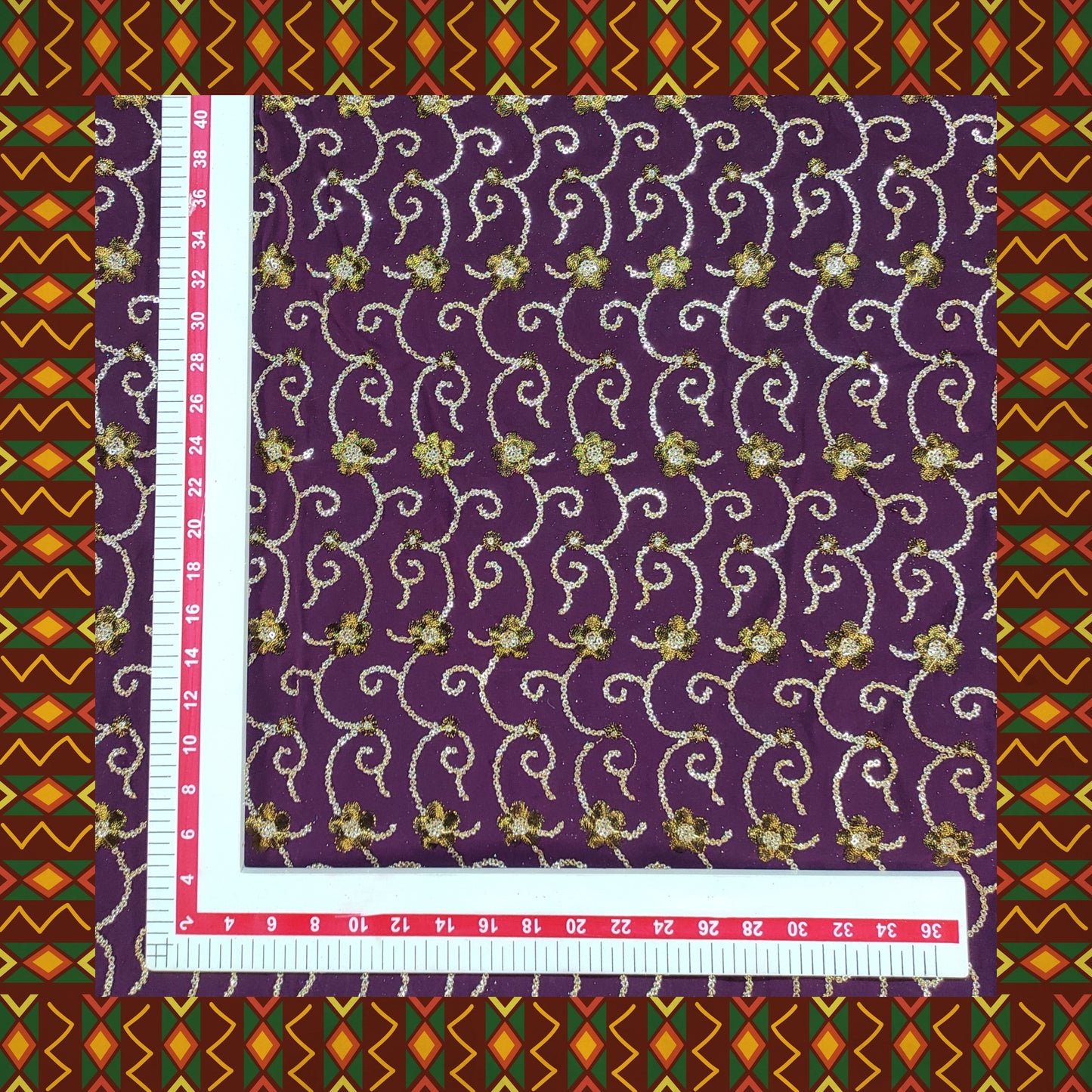 Glitter Sequence Lining Work Embroidery On Georgette