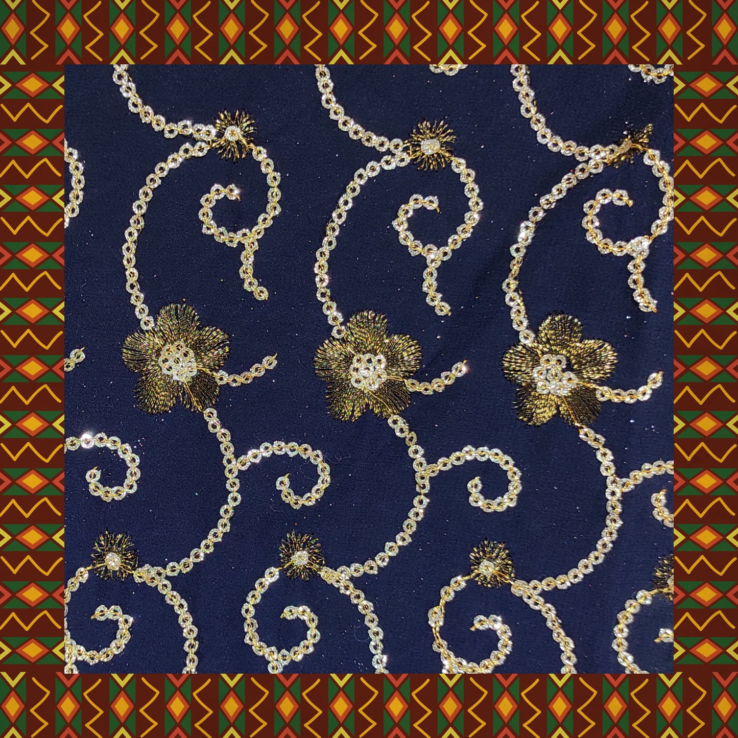 Glitter Sequence Lining Work Embroidery On Georgette