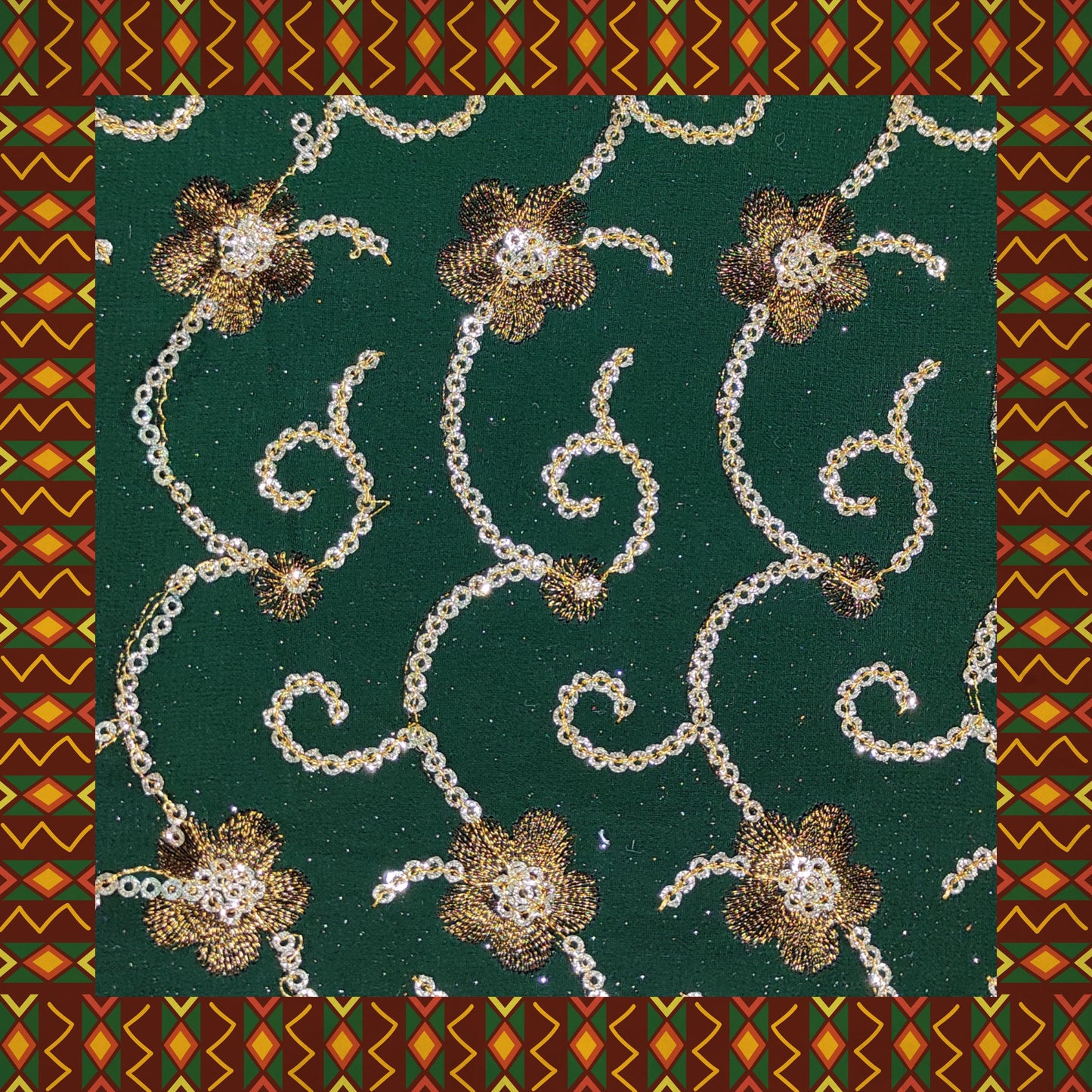 Glitter Sequence Lining Work Embroidery On Georgette