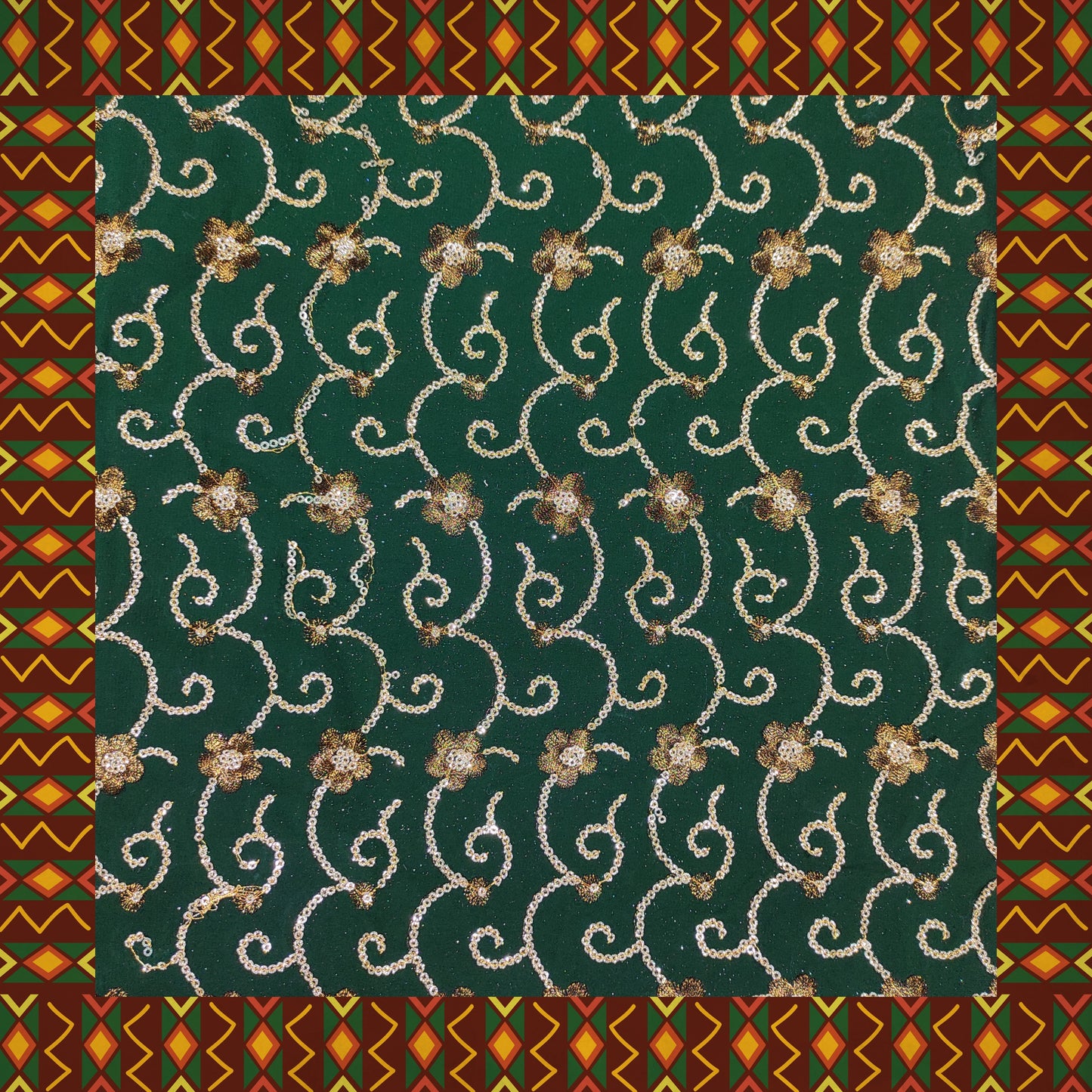 Glitter Sequence Lining Work Embroidery On Georgette