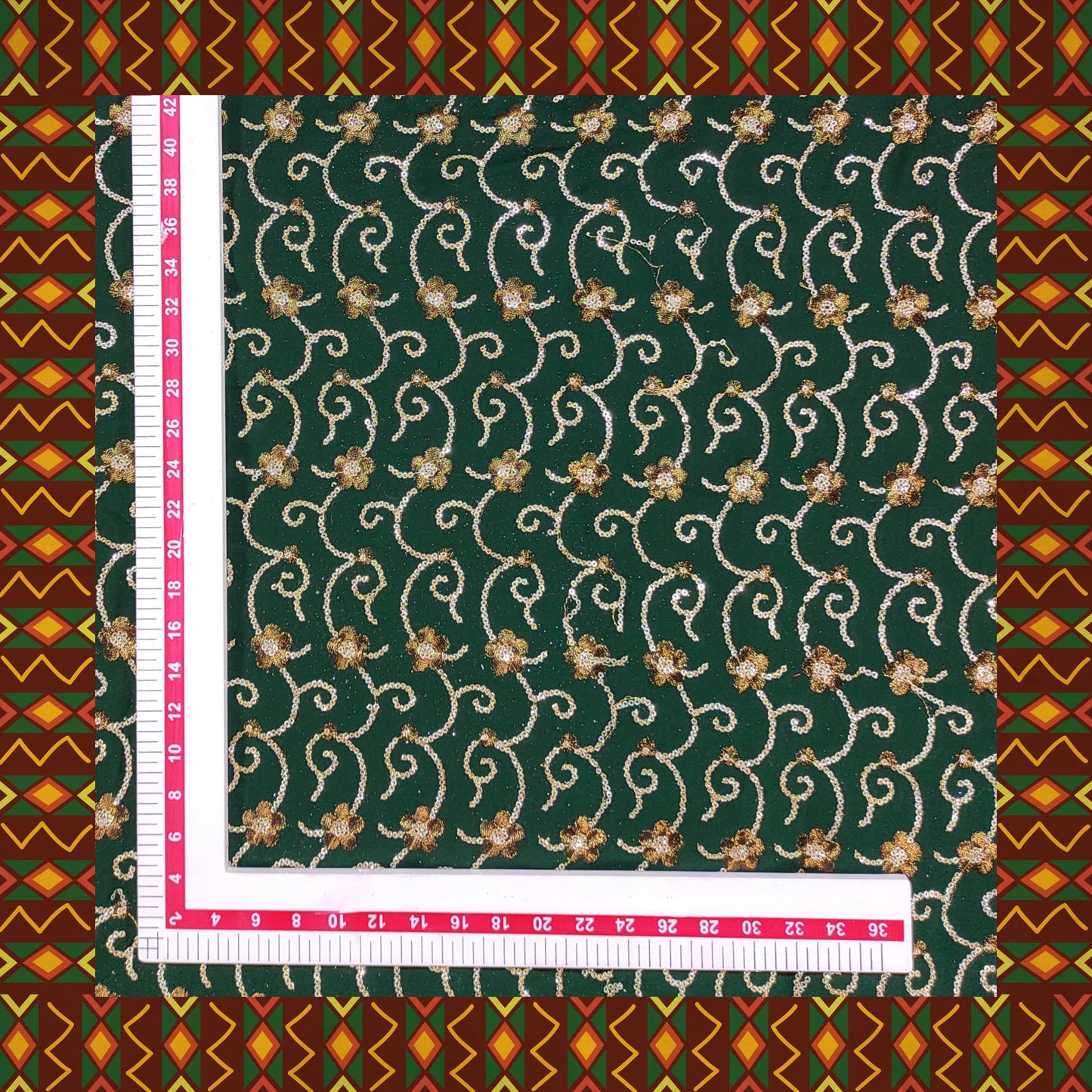 Glitter Sequence Lining Work Embroidery On Georgette
